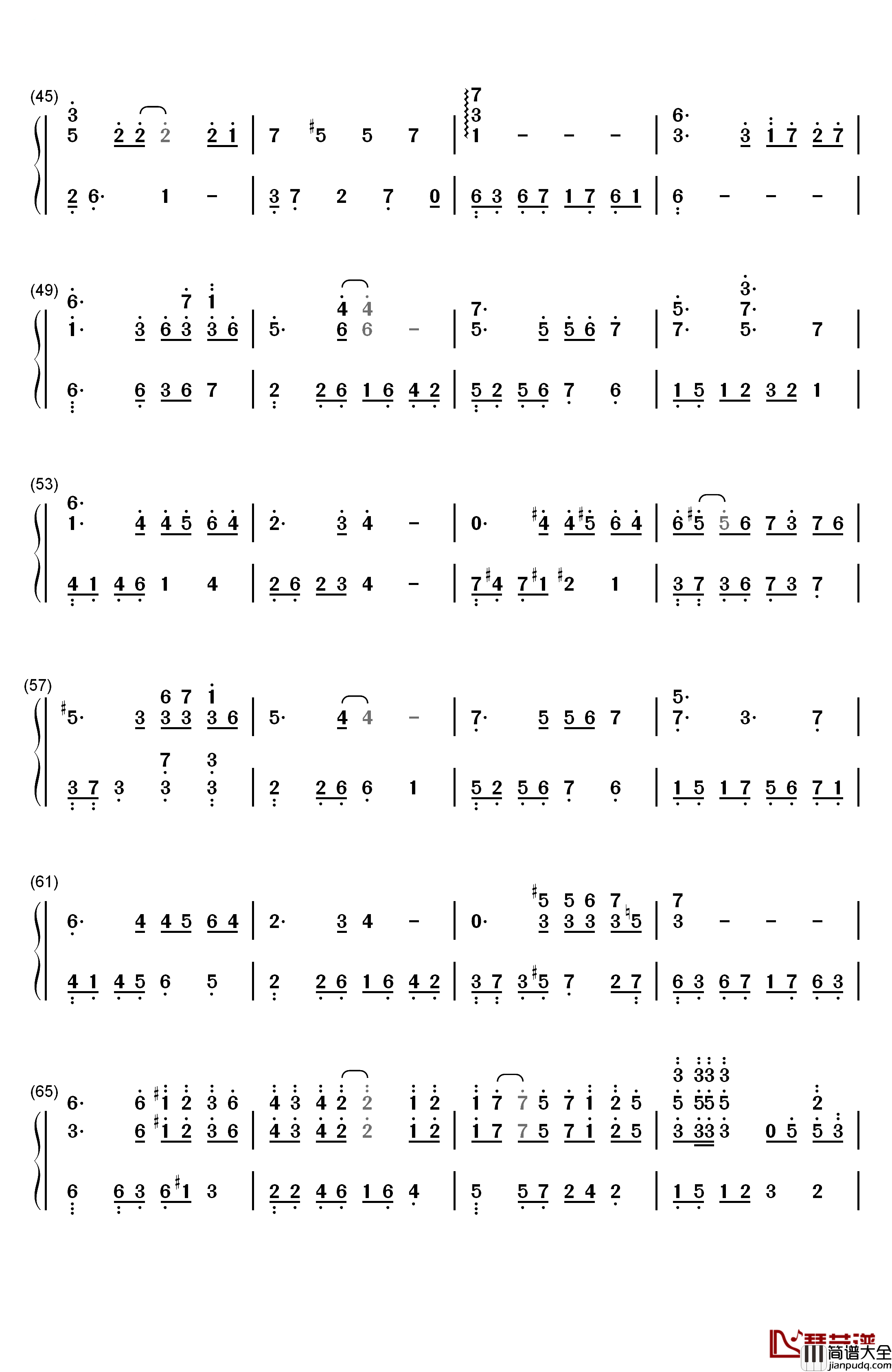 车站钢琴简谱_数字双手_李健