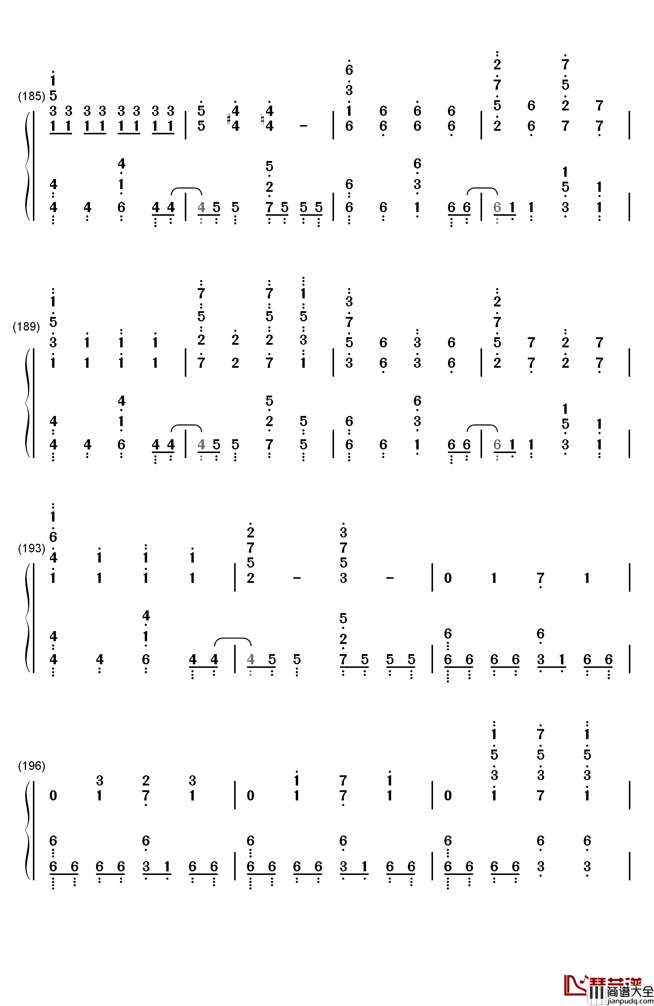Signal钢琴简谱_数字双手_TK_from_凛として时雨