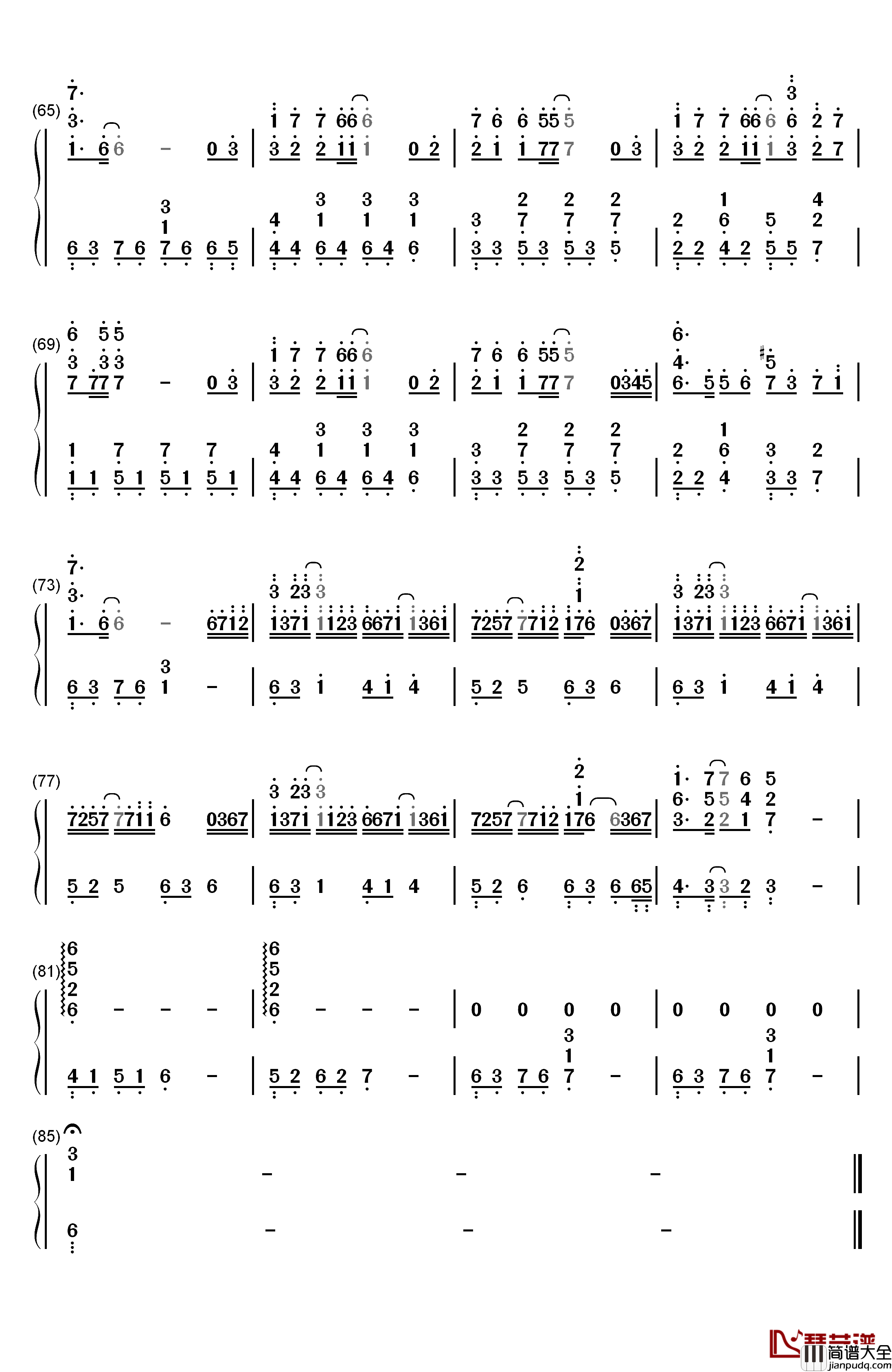 信笺钢琴简谱_数字双手_西村由纪江