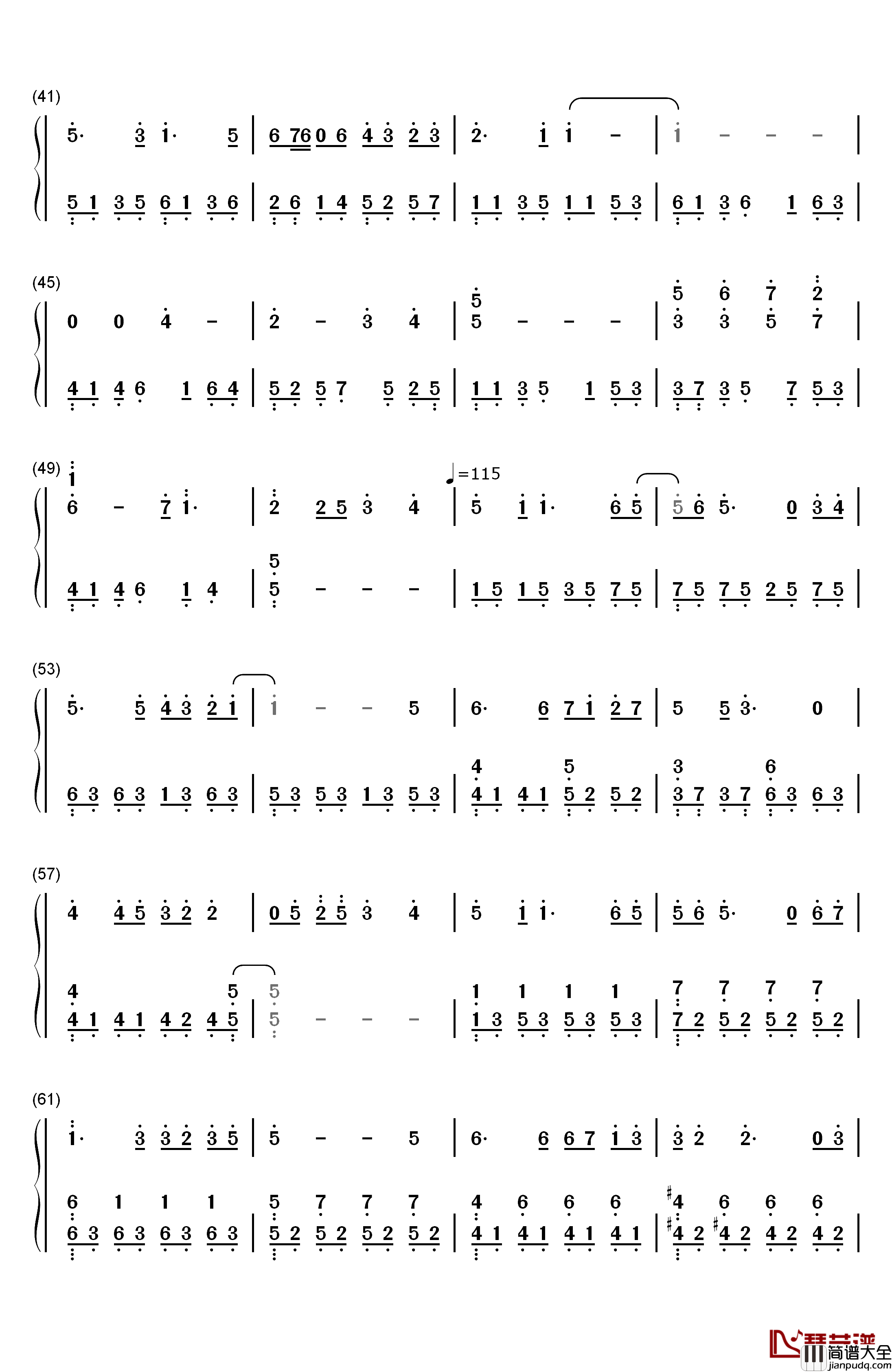 心的旋律钢琴简谱_数字双手_白浜坂高校合唱部