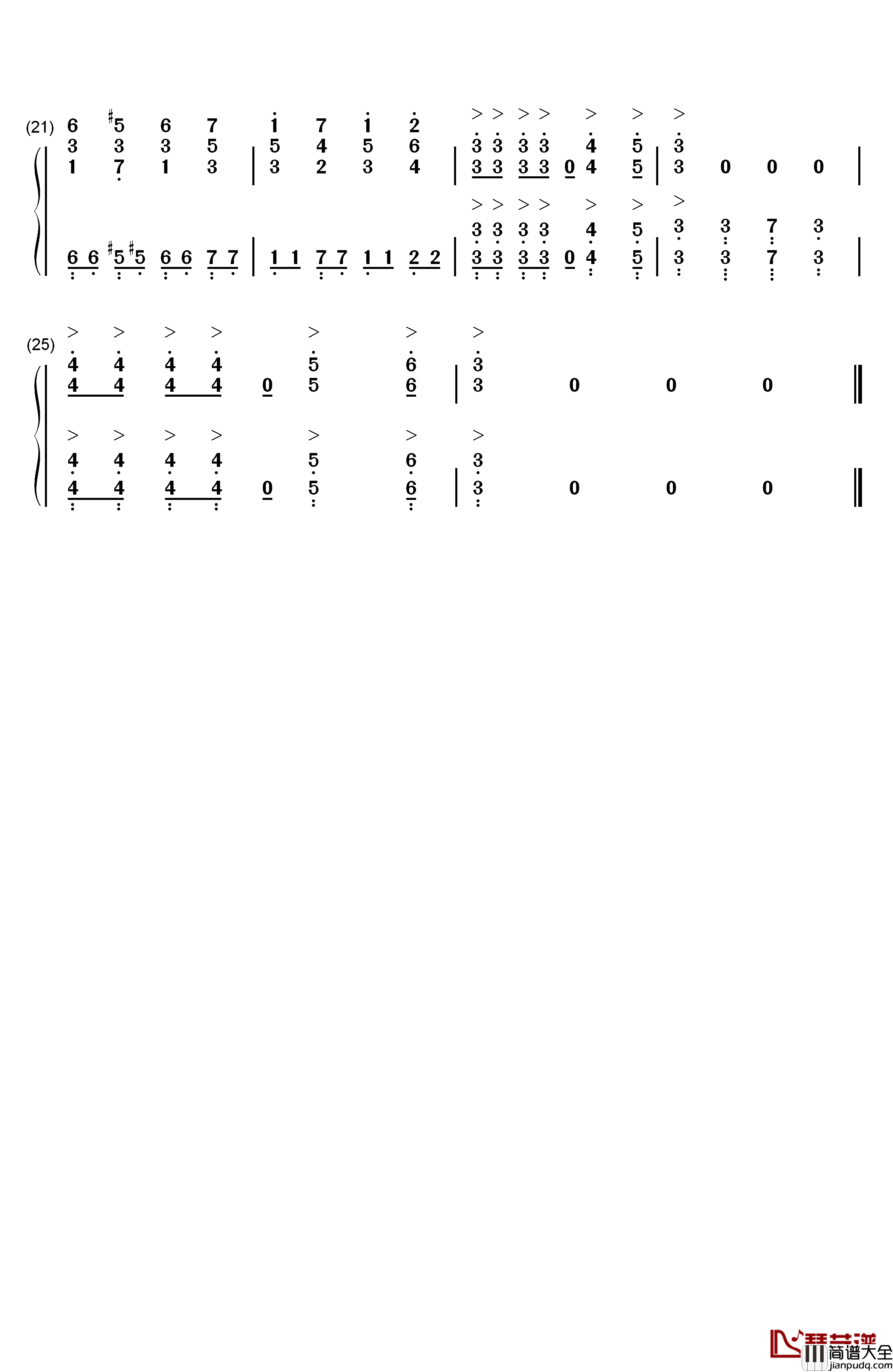 戦闘シーン钢琴简谱_数字双手_植松伸夫