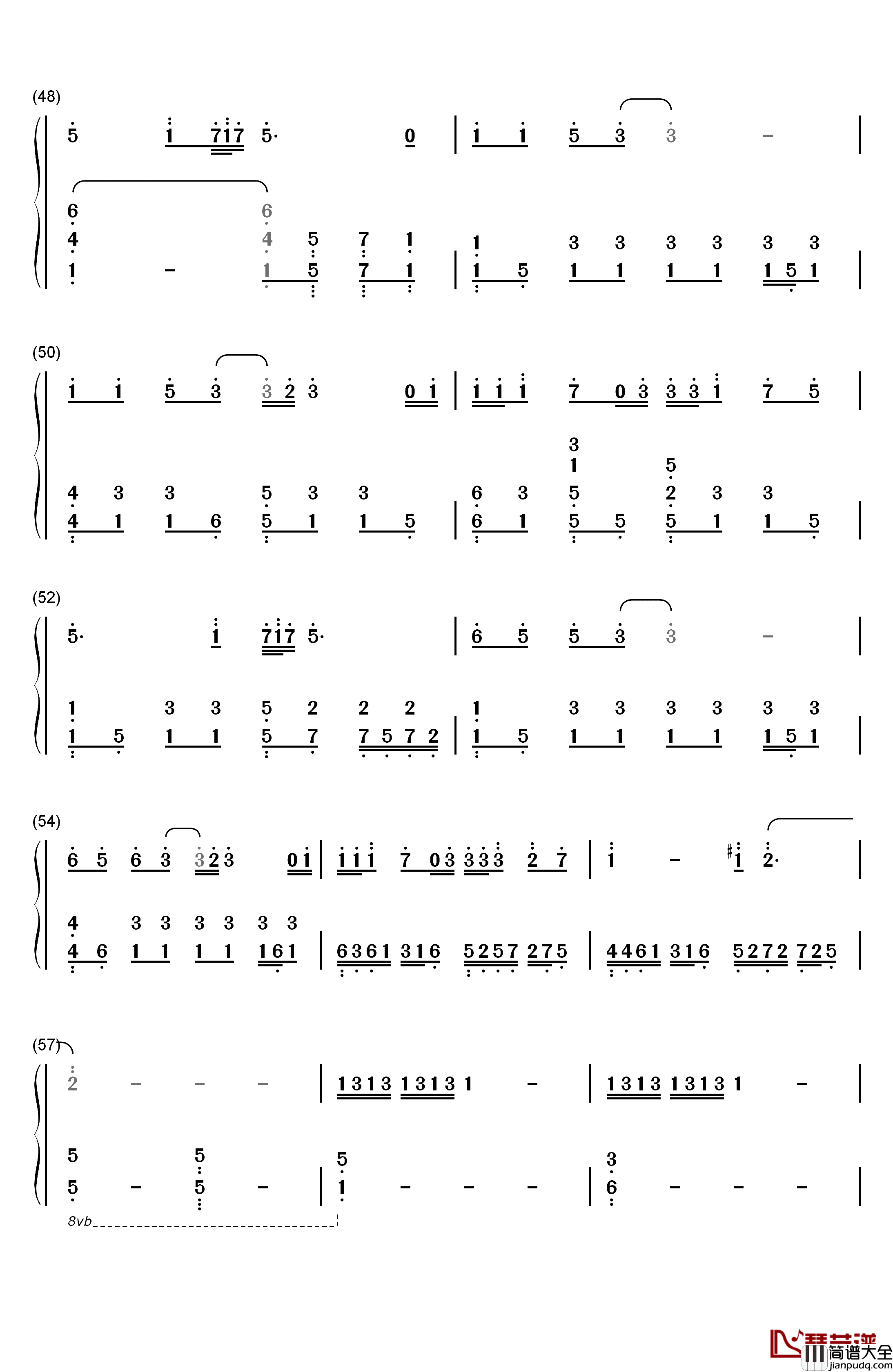 在_也不见钢琴简谱_数字双手_孙燕姿