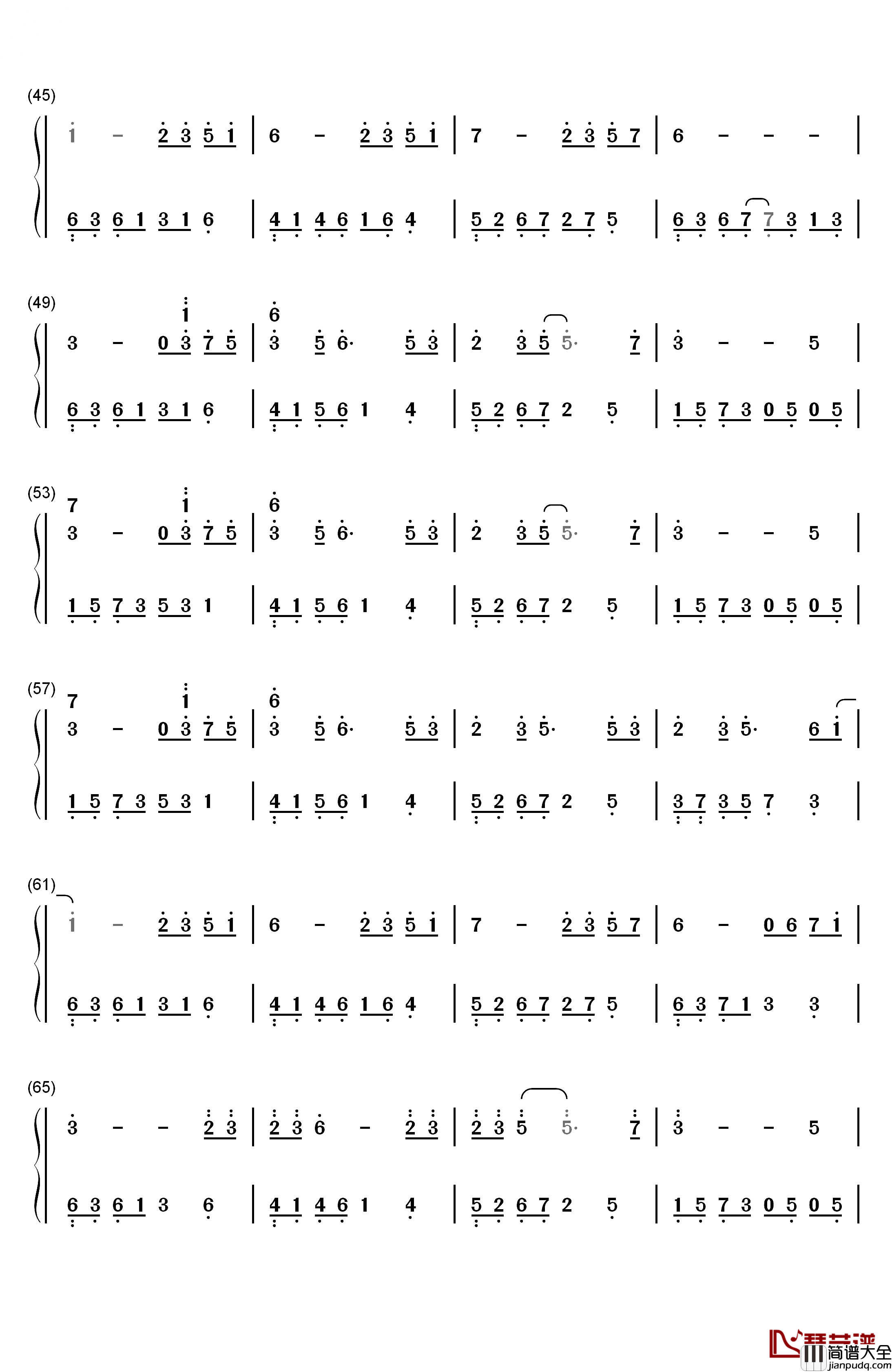 花的微笑钢琴简谱_数字双手_石进