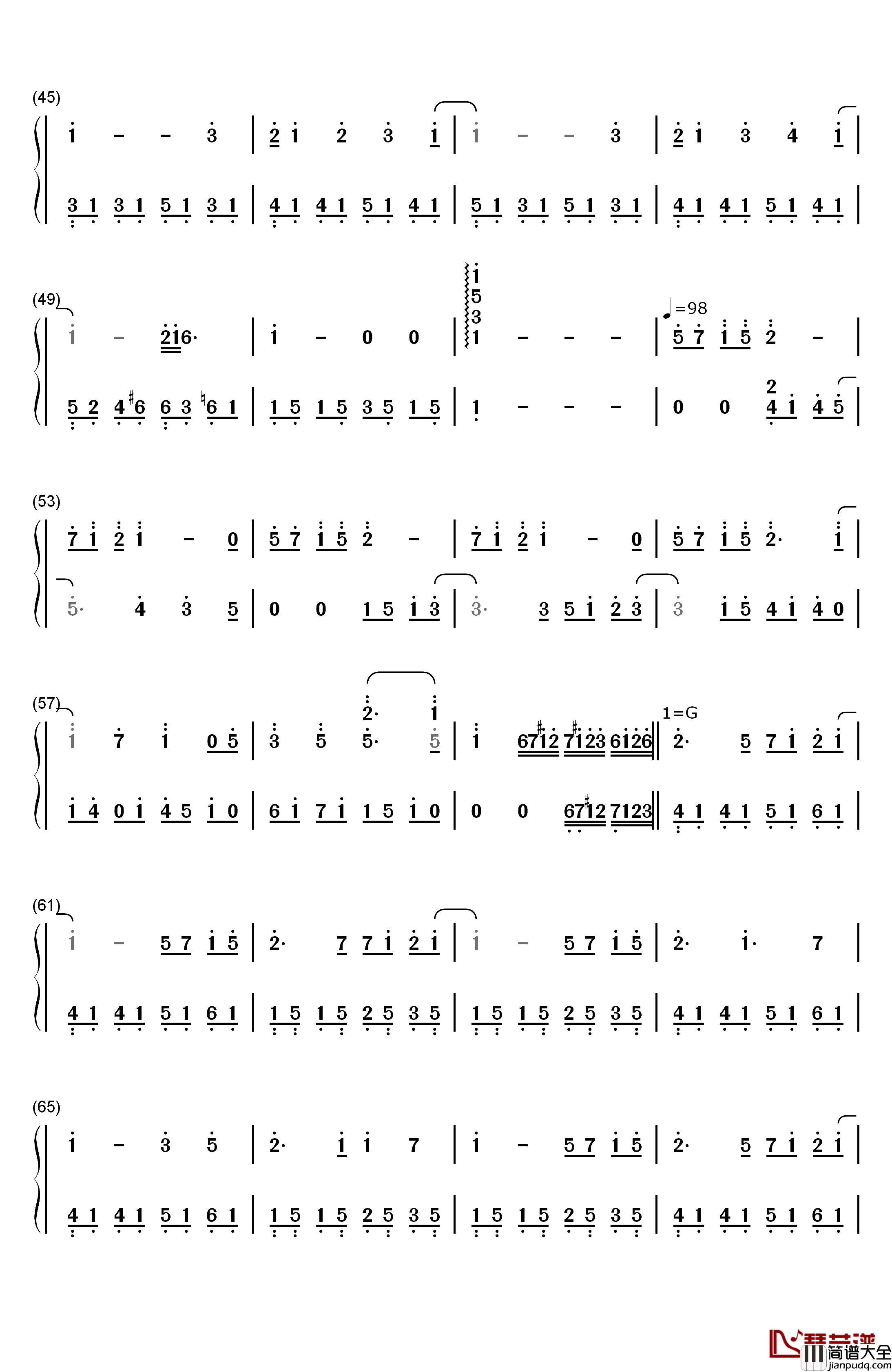 Saya's_Song钢琴简谱_数字双手_Lia