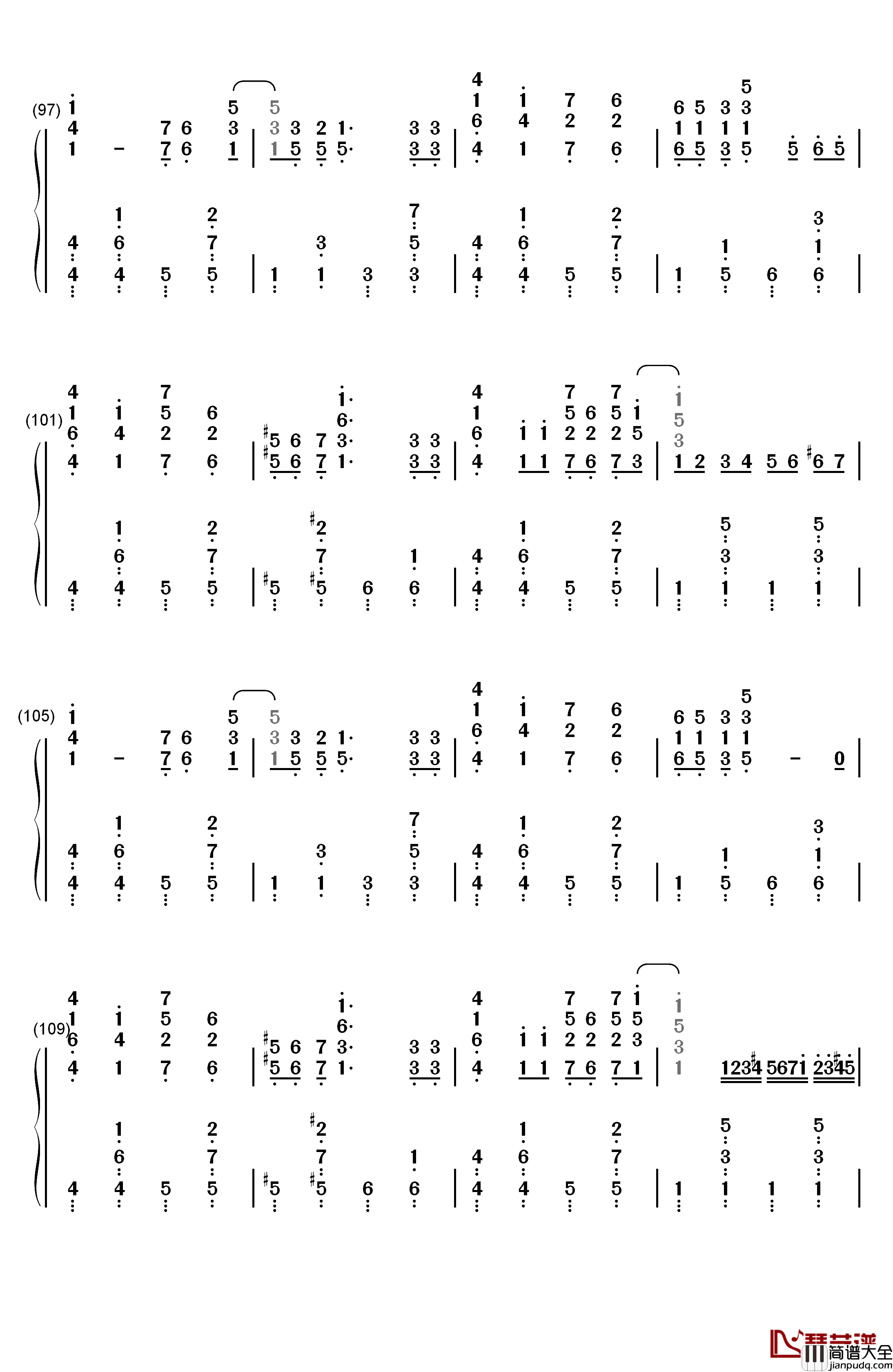 ノンファンタジー钢琴简谱_数字双手_LIP×LIP