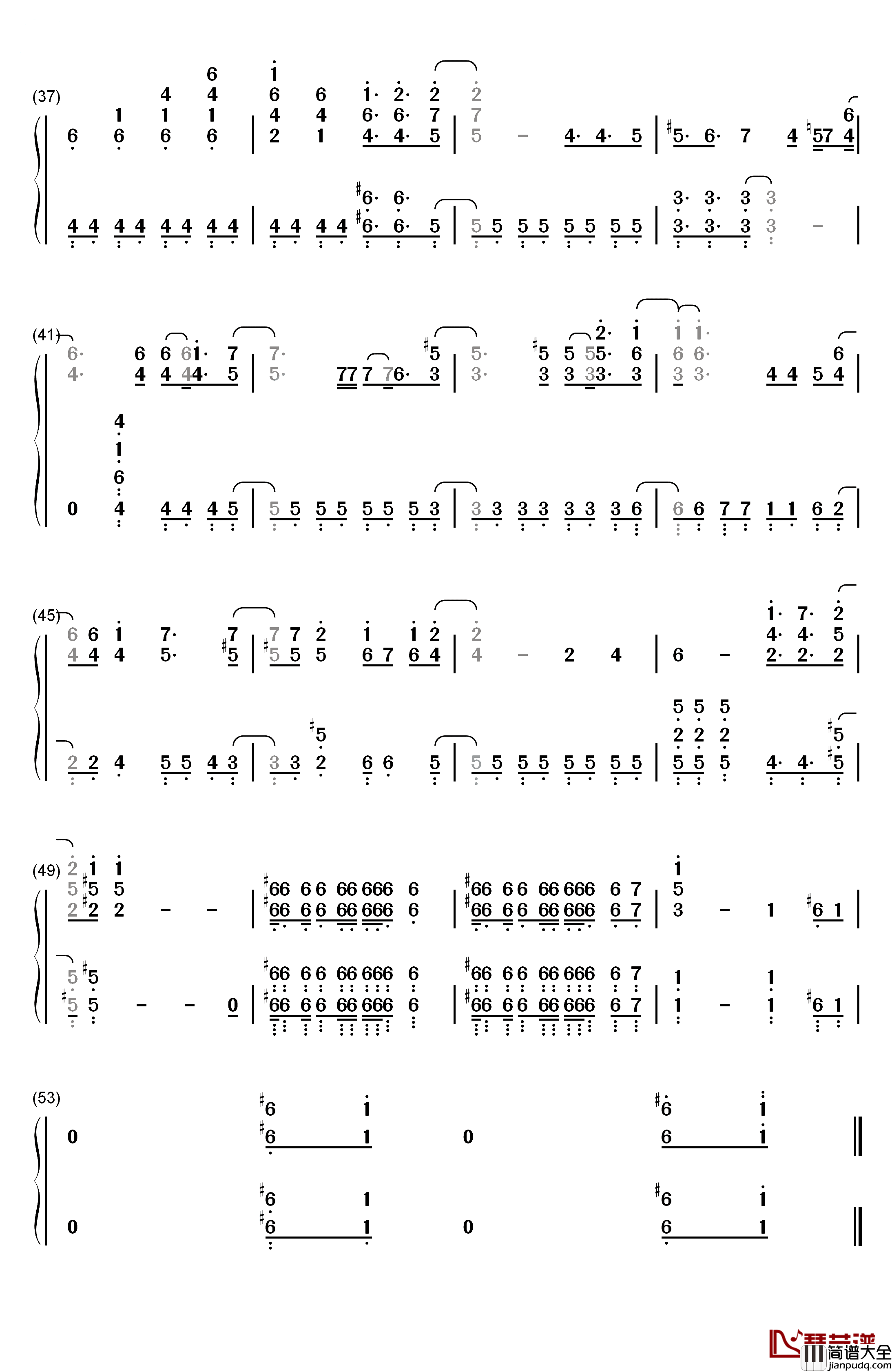 マジLOVE2000钢琴简谱_数字双手_ST☆RISH