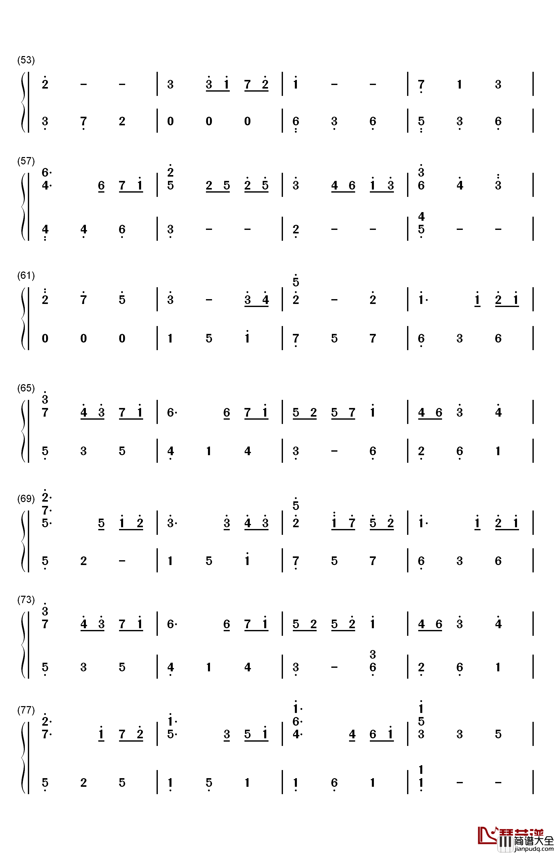 圣なる月夜钢琴简谱_数字双手_未知