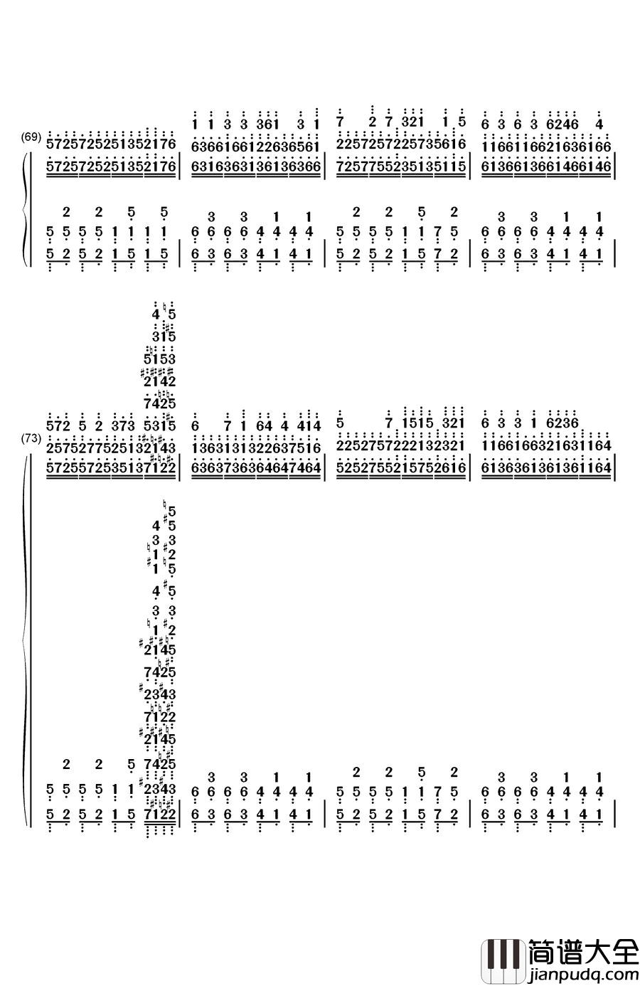 Red_Zone钢琴简谱_数字双手_Tatsh_&_Naoki