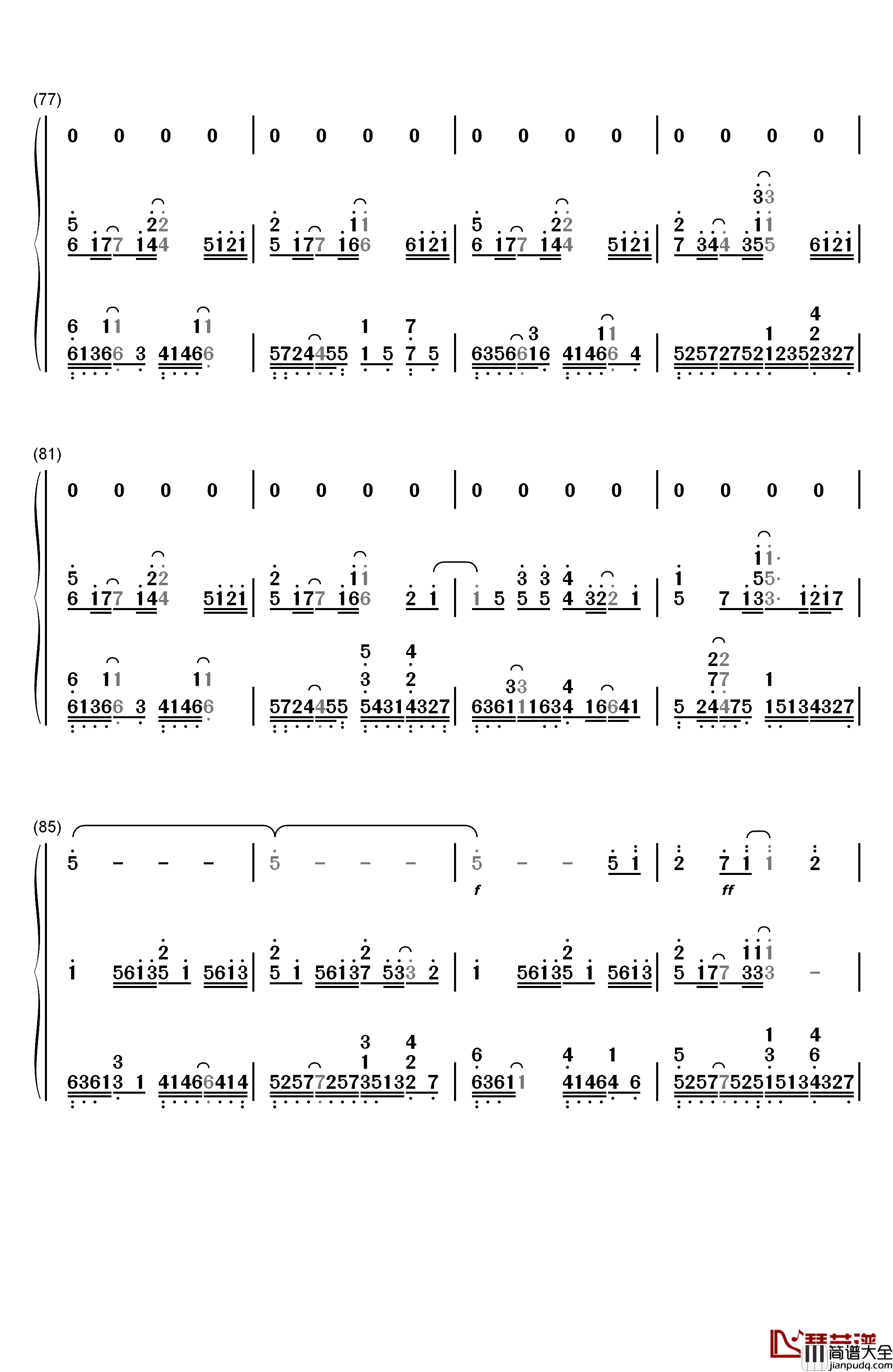一半一半钢琴简谱_数字双手_洛天依