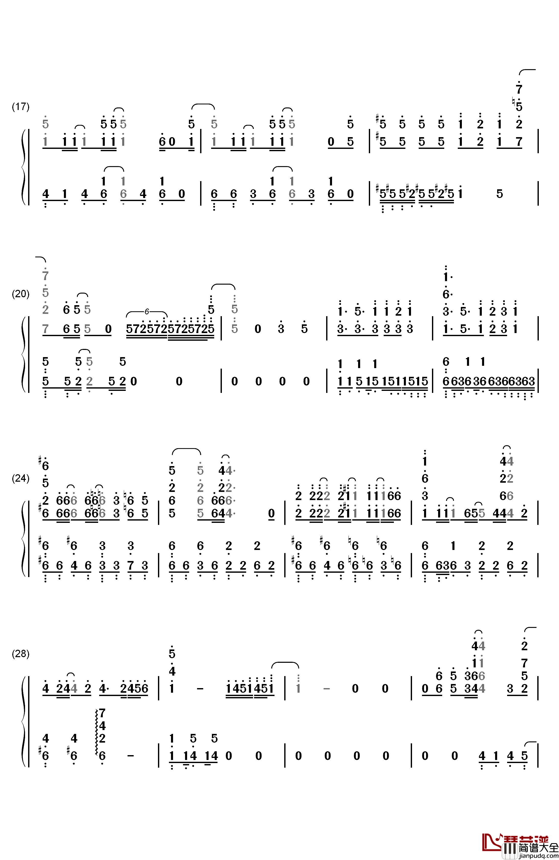 欠けた月钢琴简谱_数字双手_宫脇诗音