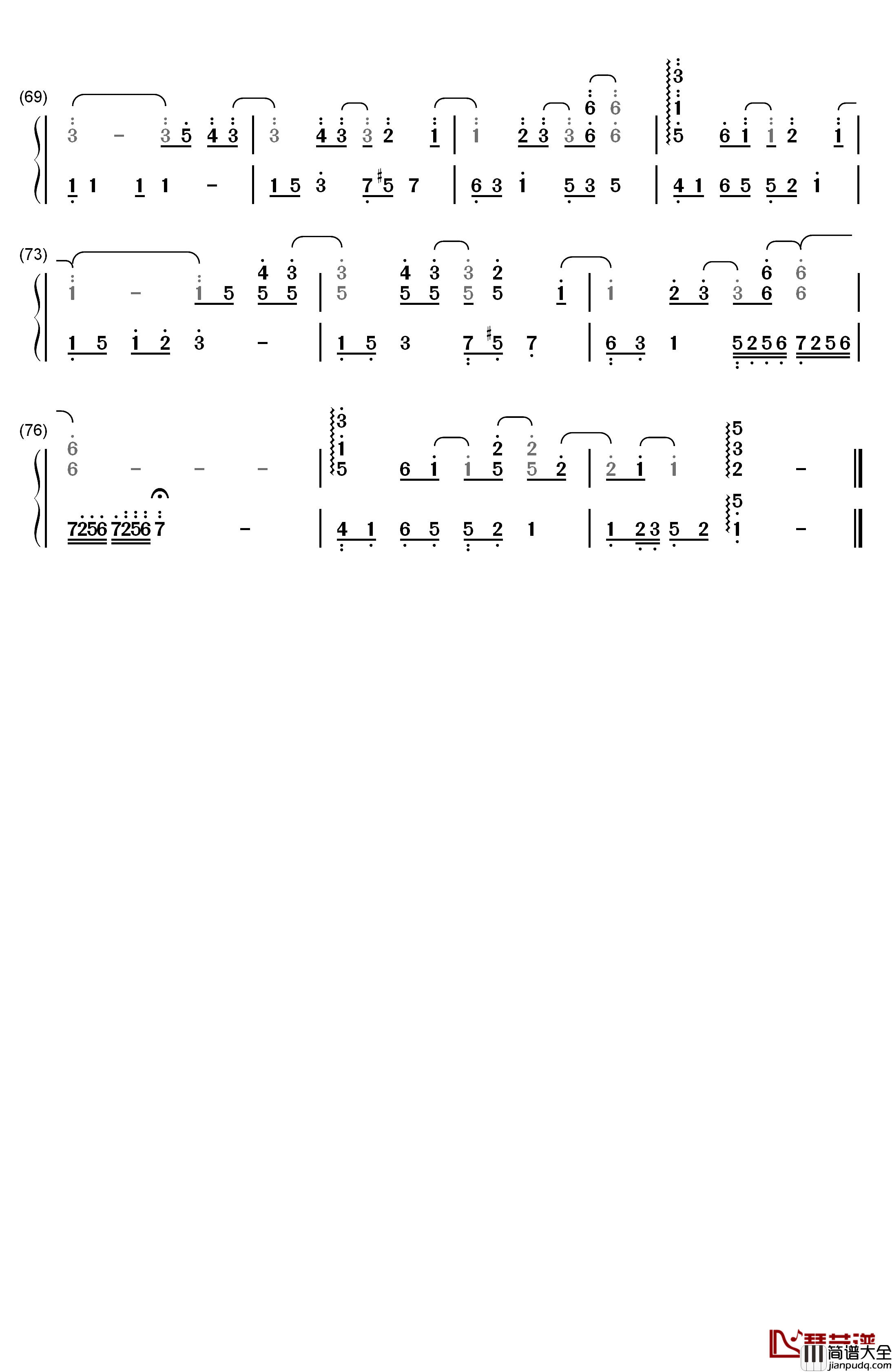 告白气球钢琴简谱_数字双手_周杰伦