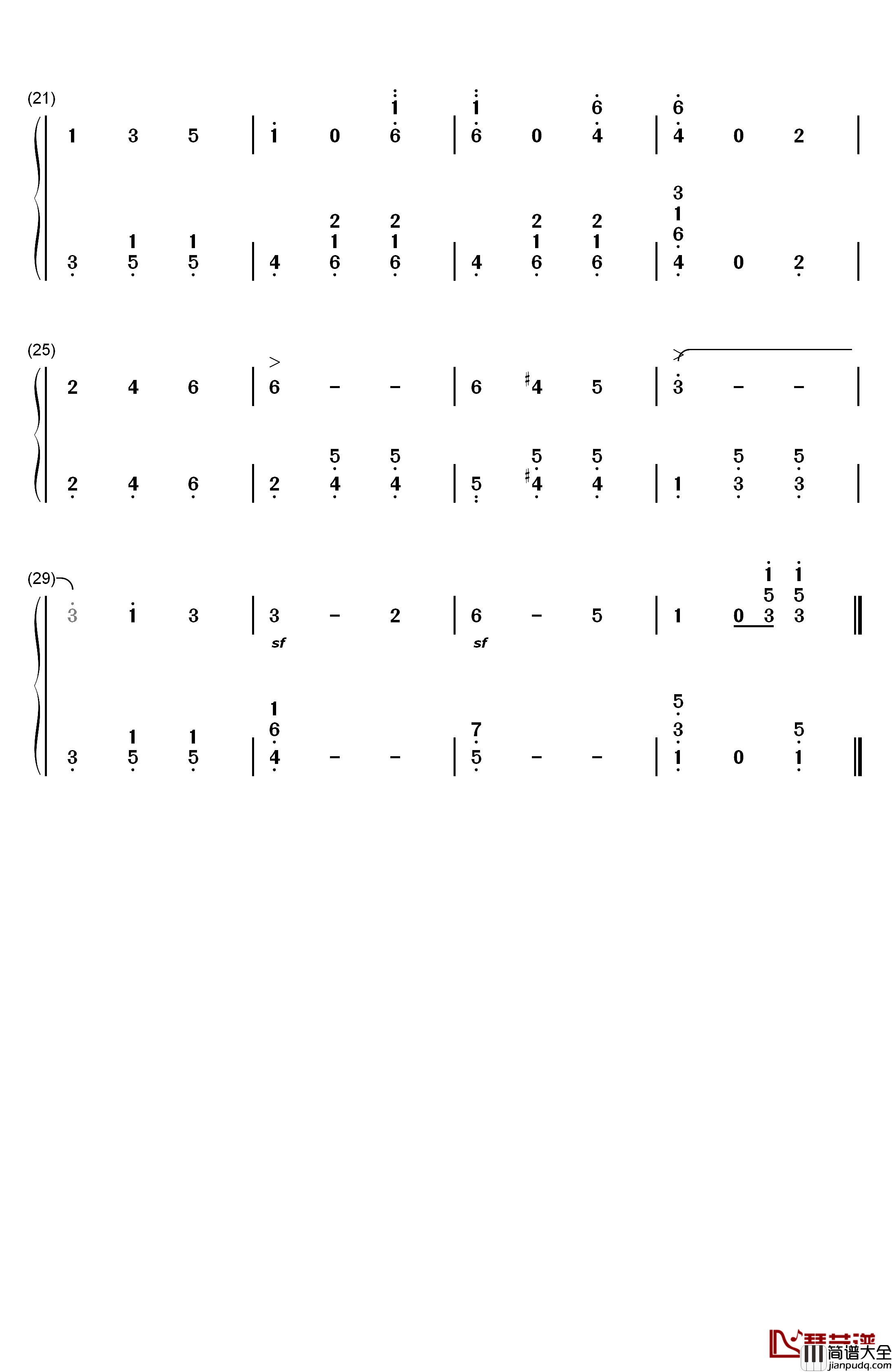 蓝色多瑙河钢琴简谱_数字双手_小约翰·施特劳斯