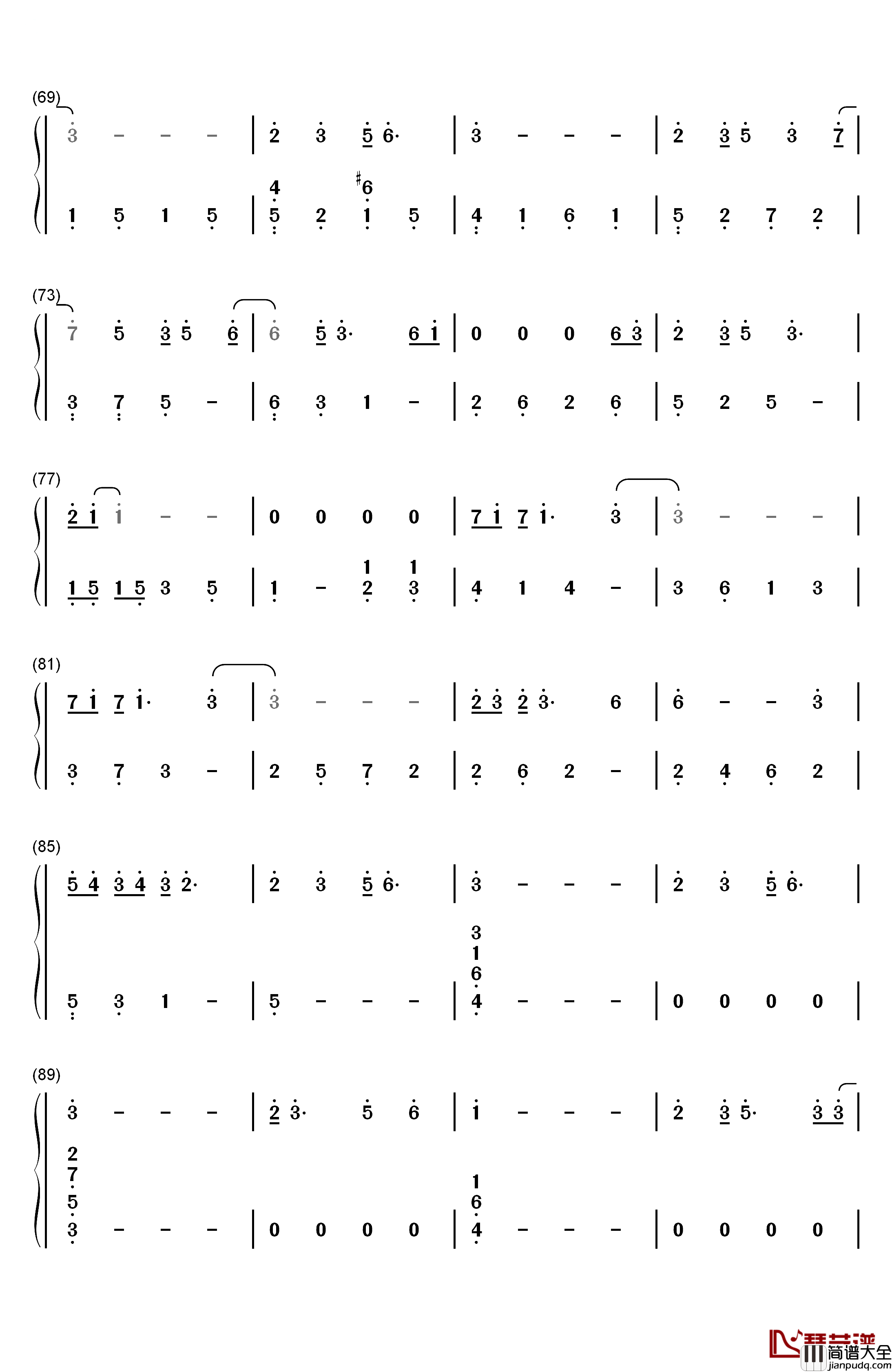 关键词钢琴简谱_数字双手_林俊杰