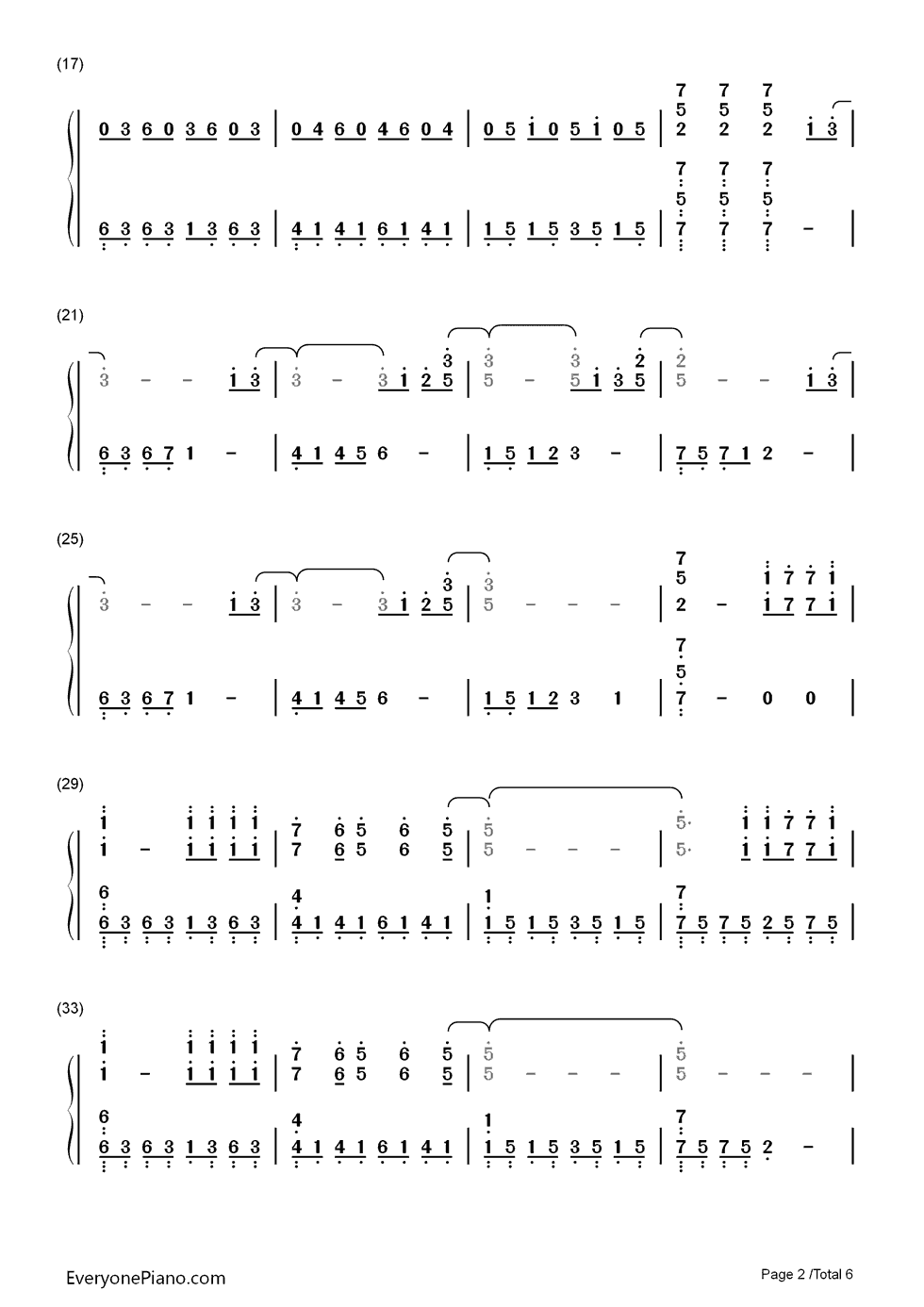 One钢琴简谱_数字双手_Epik_High