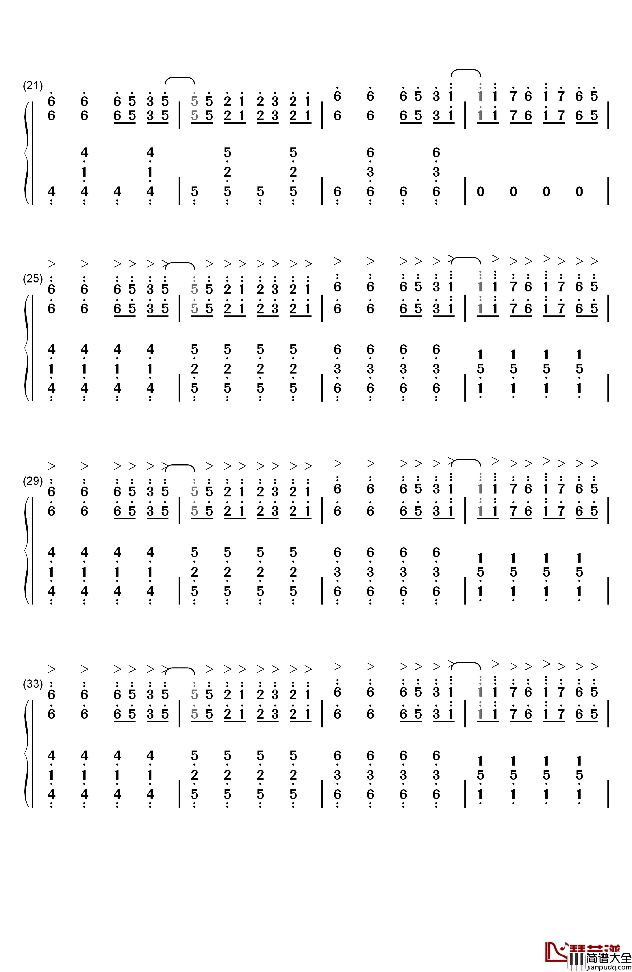 Horizon钢琴简谱_数字双手_Janji