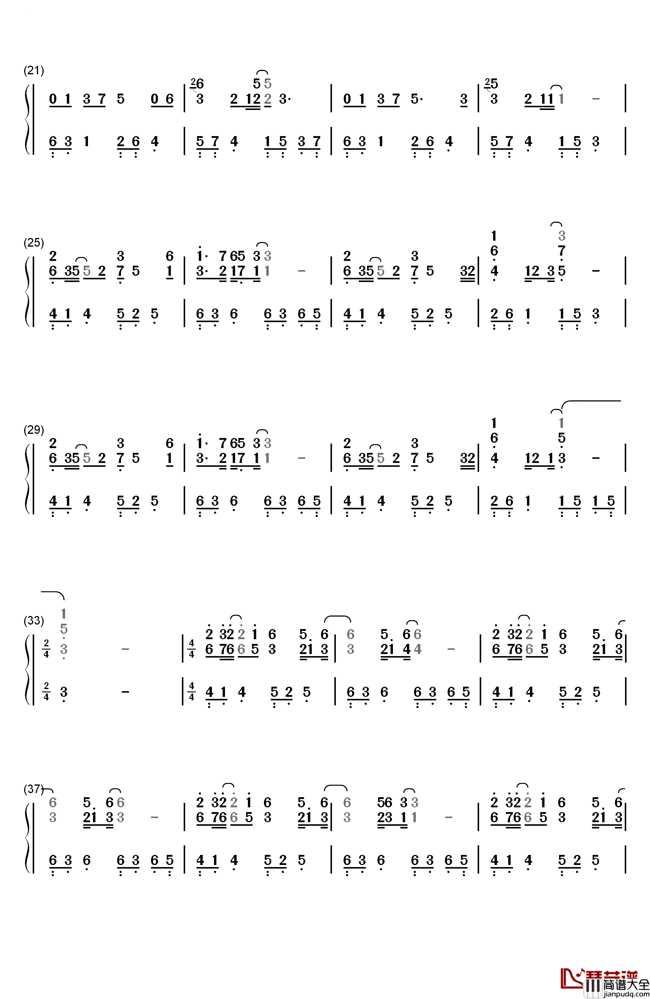 镜花水月钢琴简谱_数字双手_西村由纪江