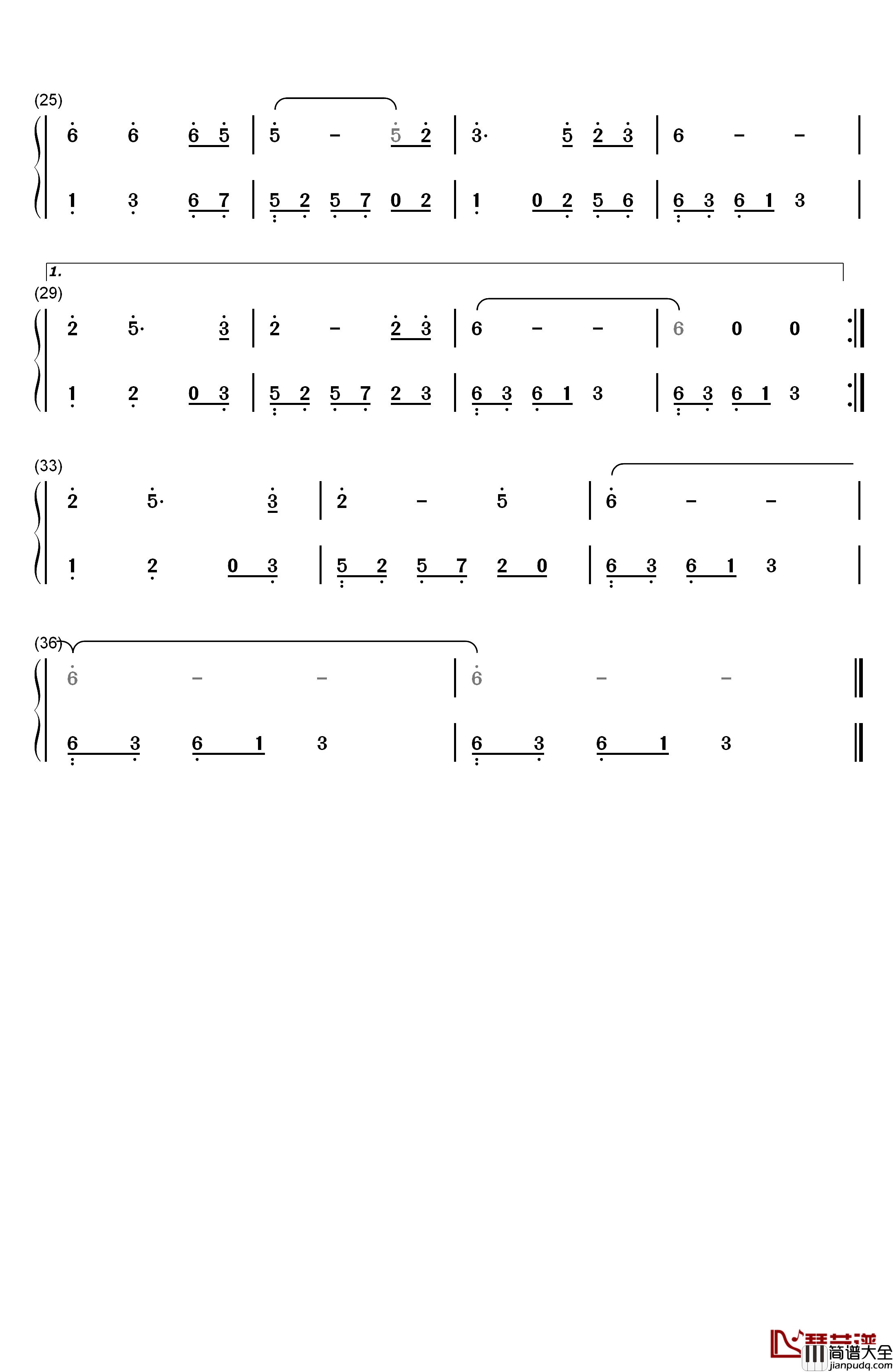 把根留住钢琴简谱_数字双手_童安格