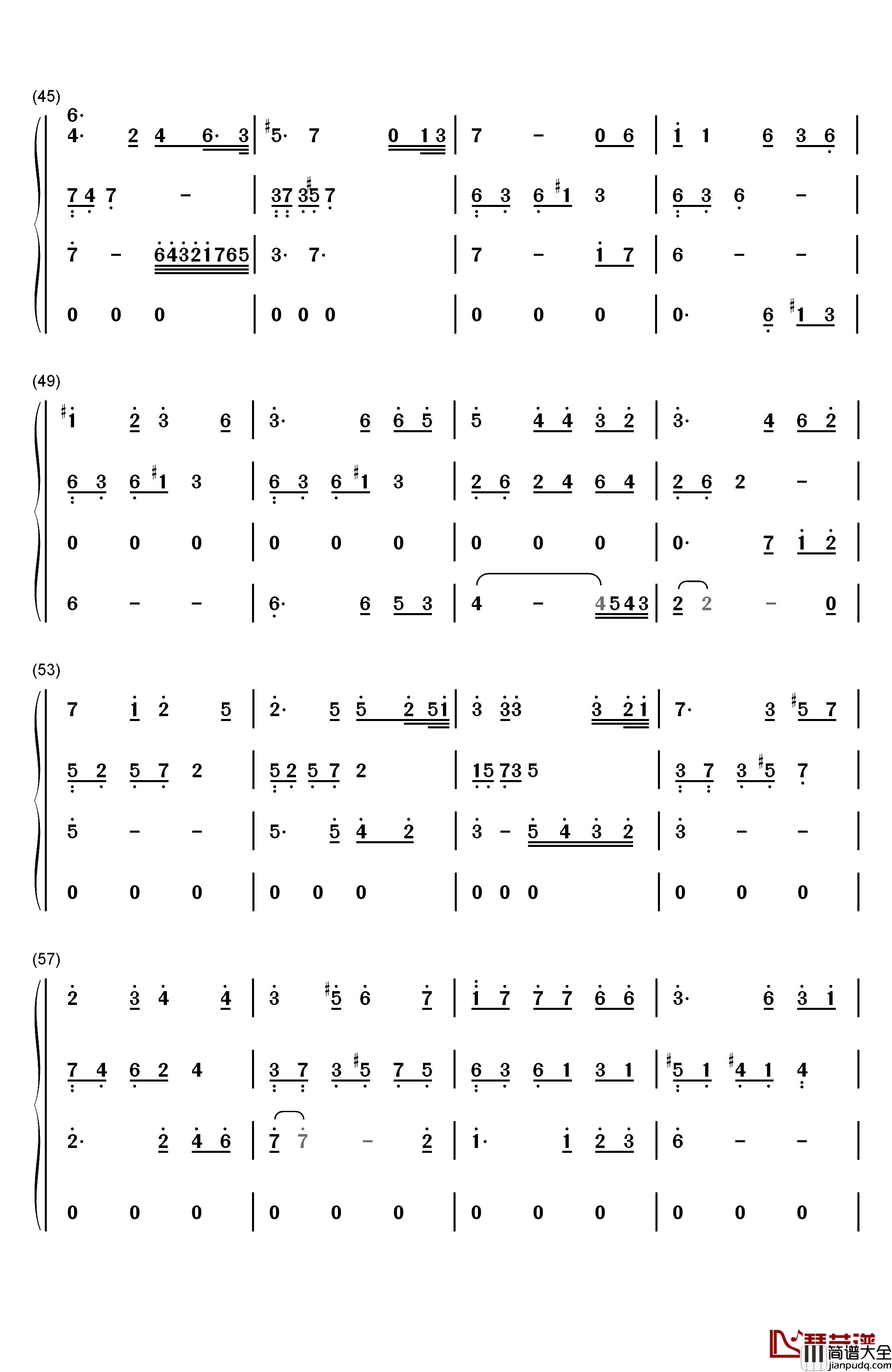 隐没的天使钢琴简谱_数字双手_石进