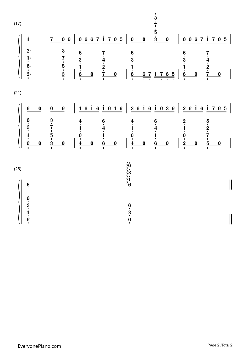 双月之夜钢琴简谱_数字双手_EXO