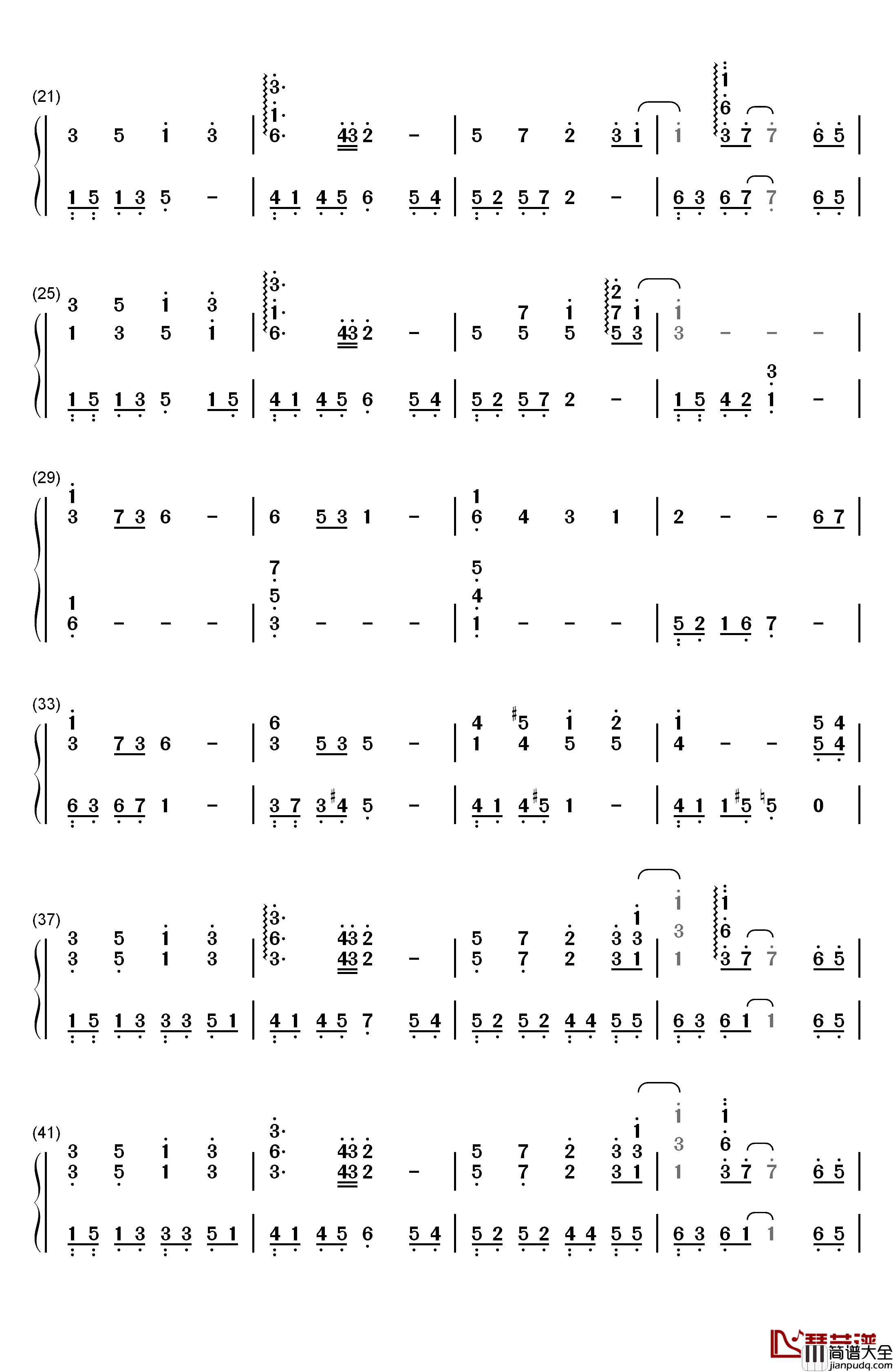 5月_薫りの風钢琴简谱_数字双手_加贺谷玲