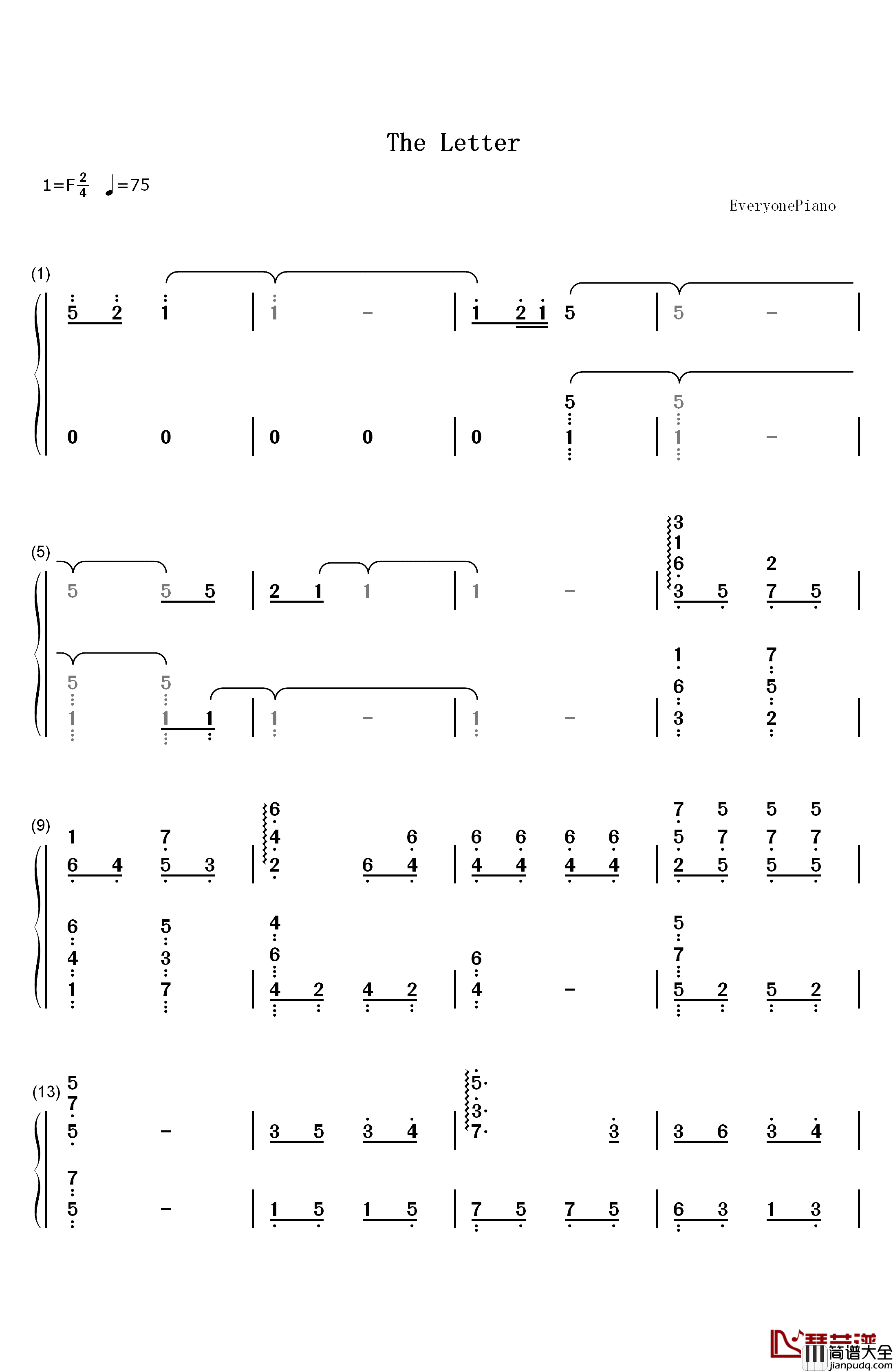 The_Letter钢琴简谱_数字双手_KIVΛ