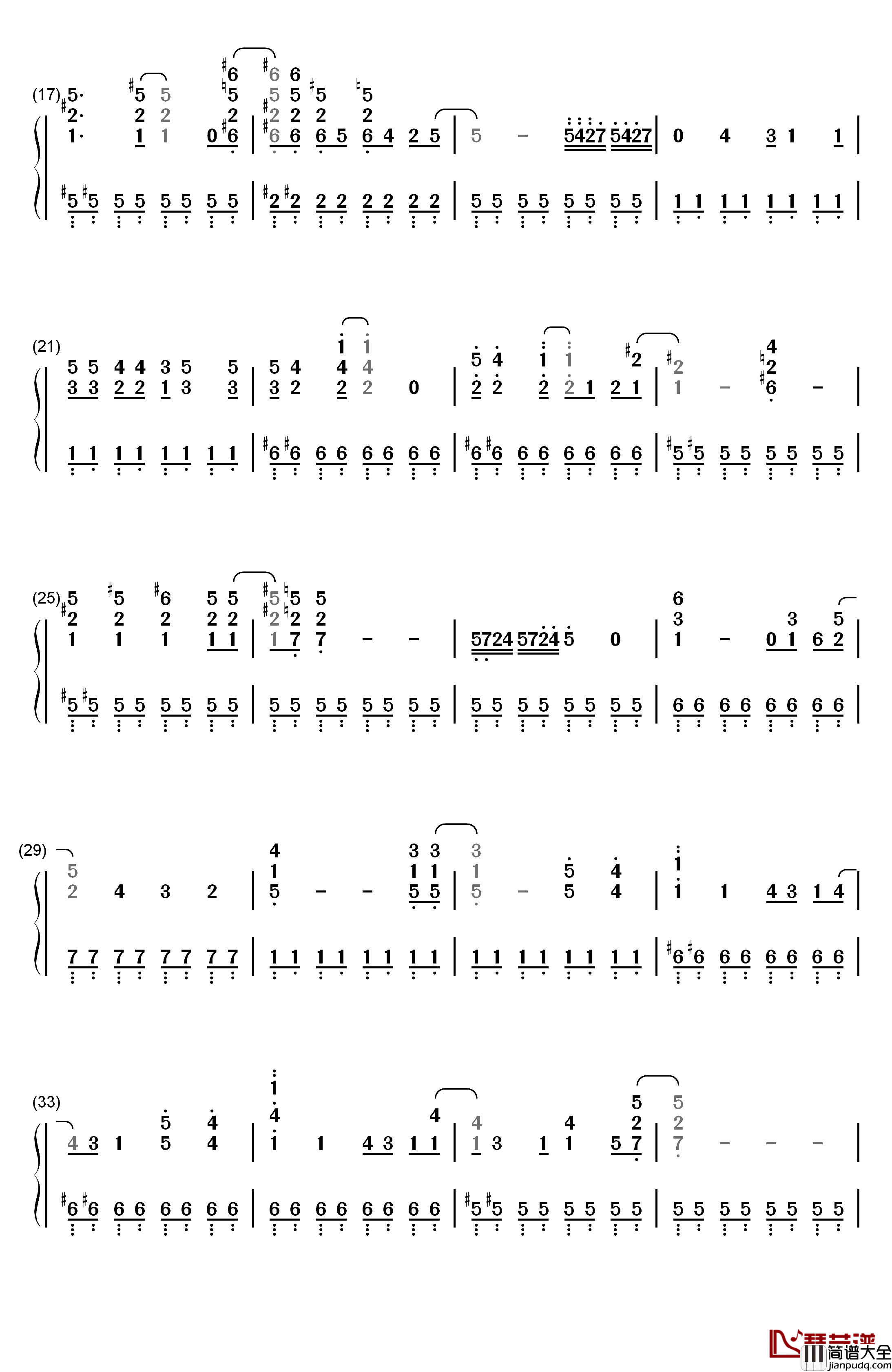 Cha钢琴简谱_数字双手_影山浩宣（影山ヒロノブ）