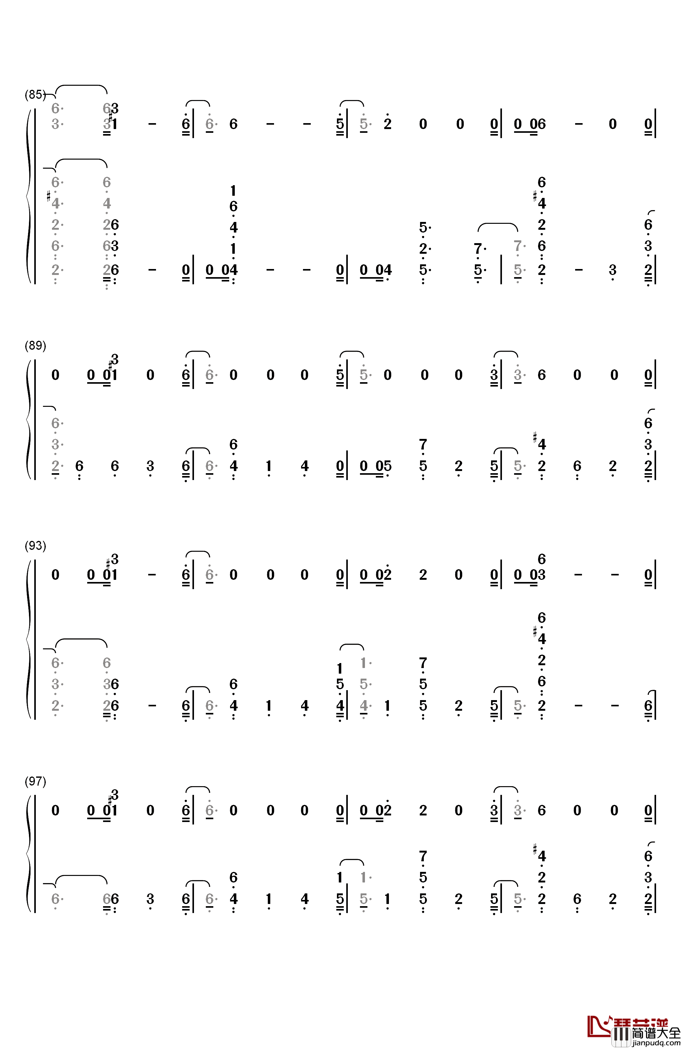 Bitches钢琴简谱_数字双手_Tove_Lo