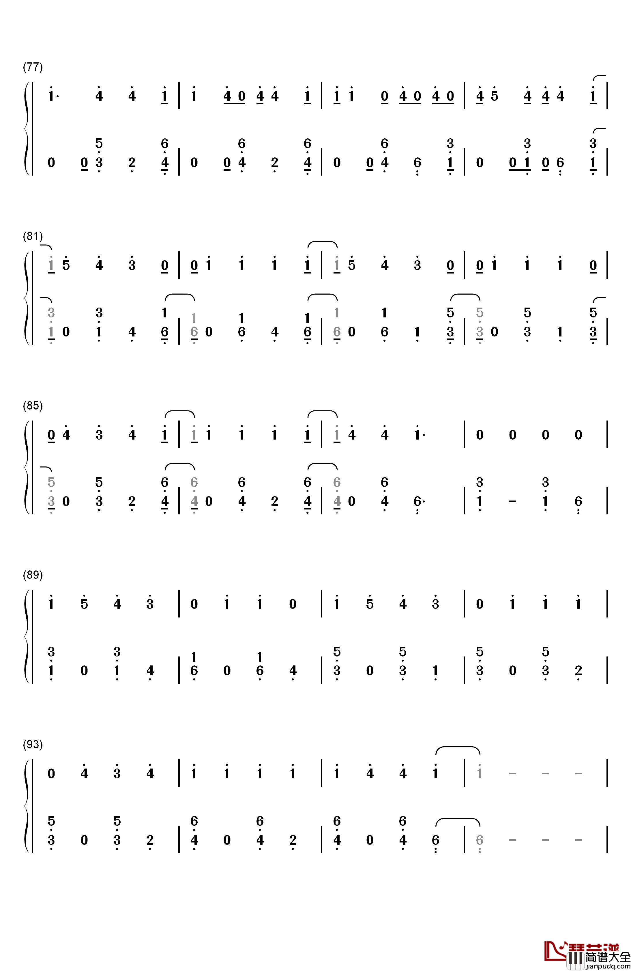 Bella钢琴简谱_数字双手_Wolfine