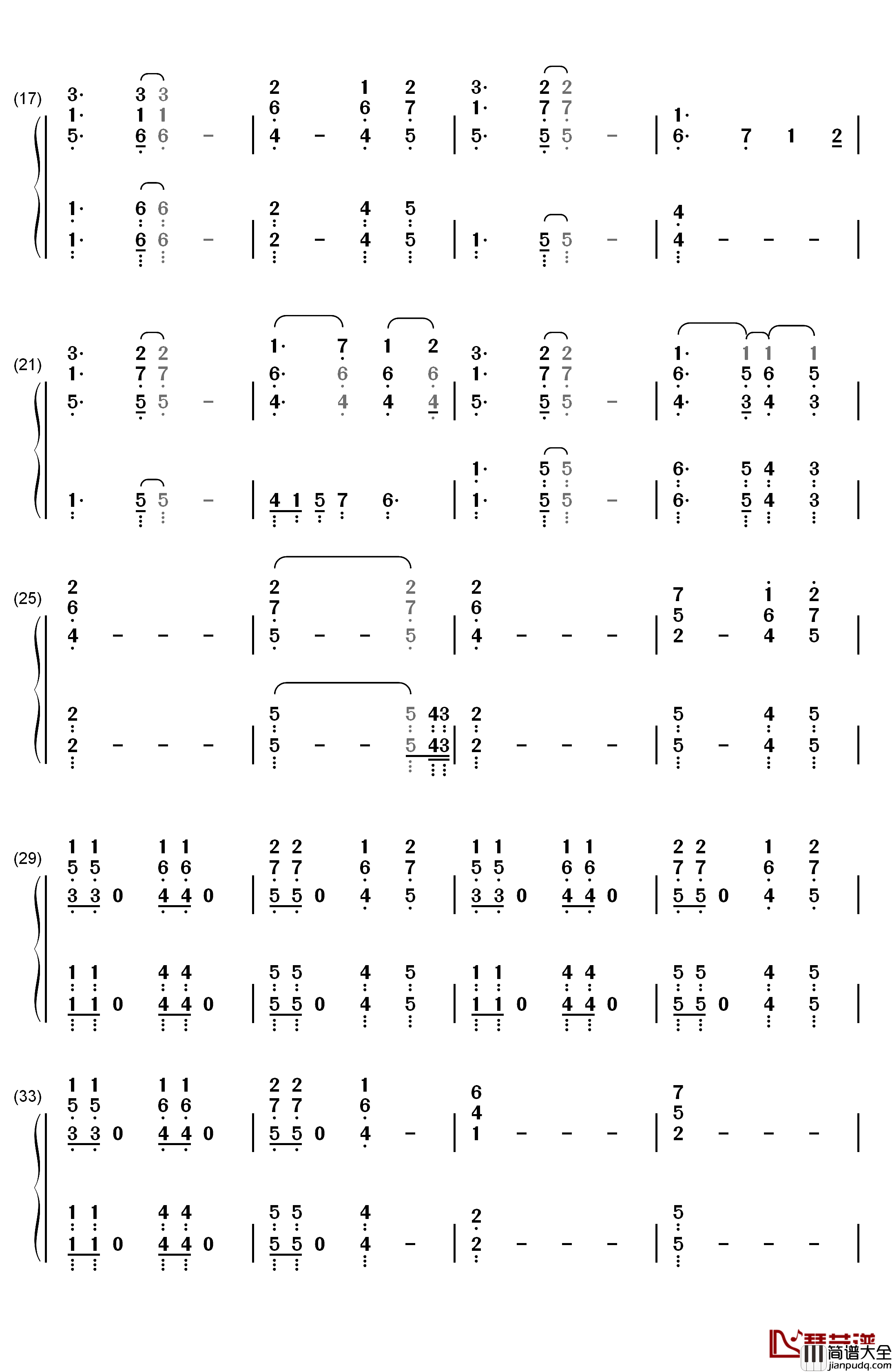 Here_I_Go_Again钢琴简谱_数字双手_Whitesnake