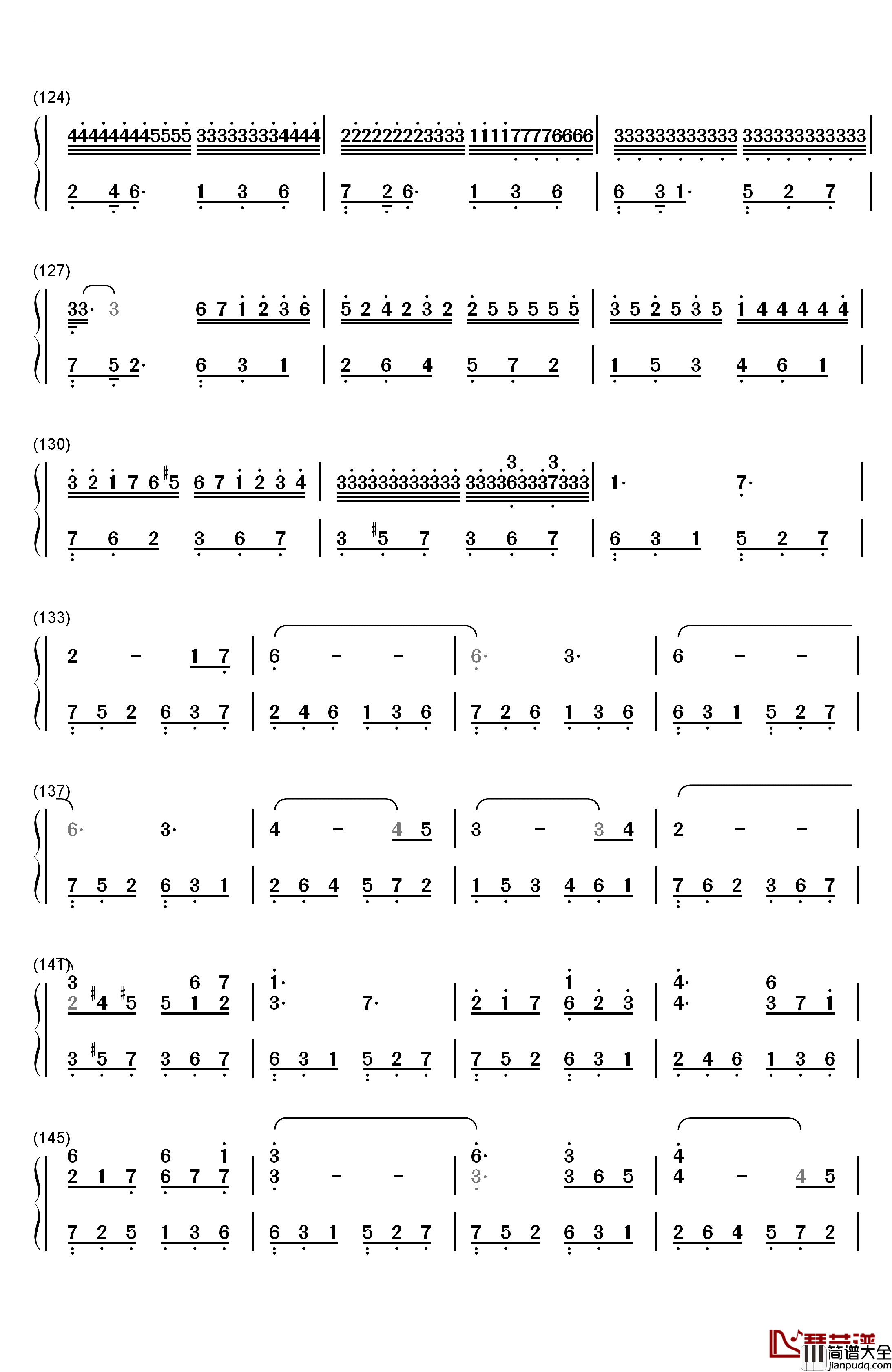 声声思钢琴简谱_数字双手_林海