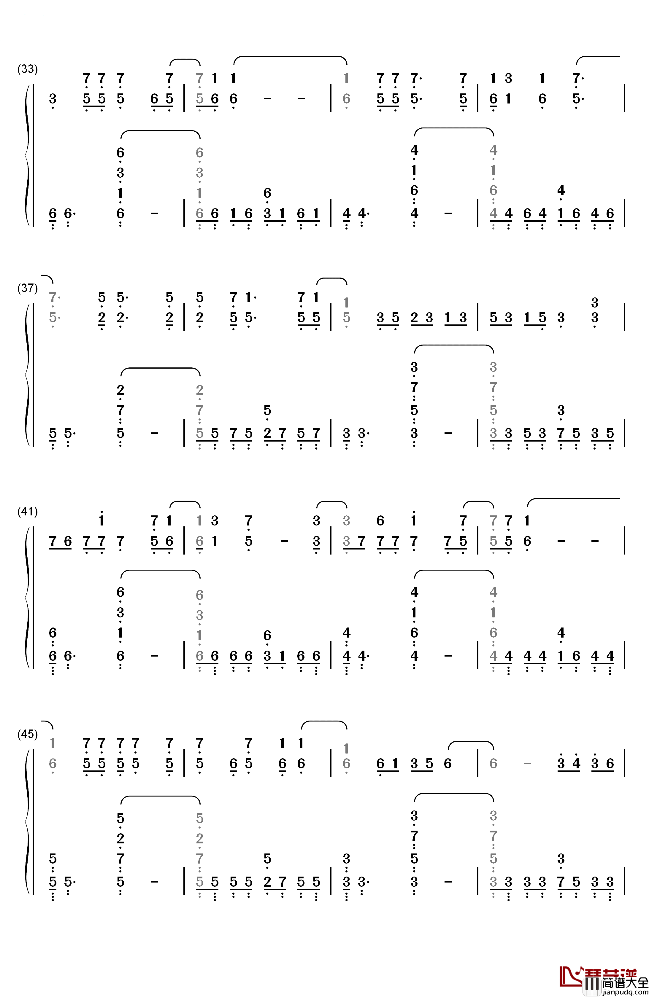 Signal钢琴简谱_数字双手_TK_from_凛として时雨