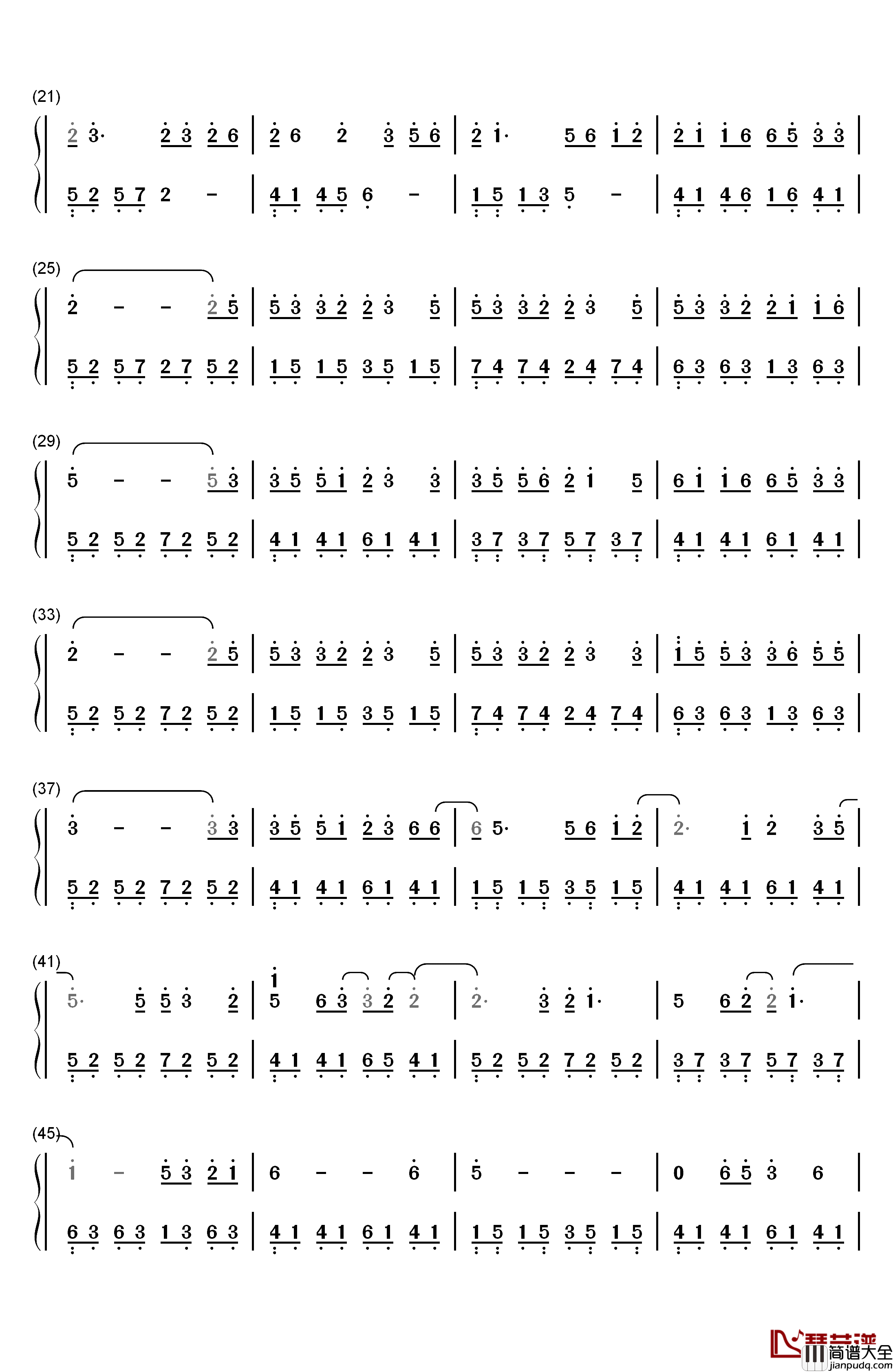 画中仙钢琴简谱_数字双手_金莎