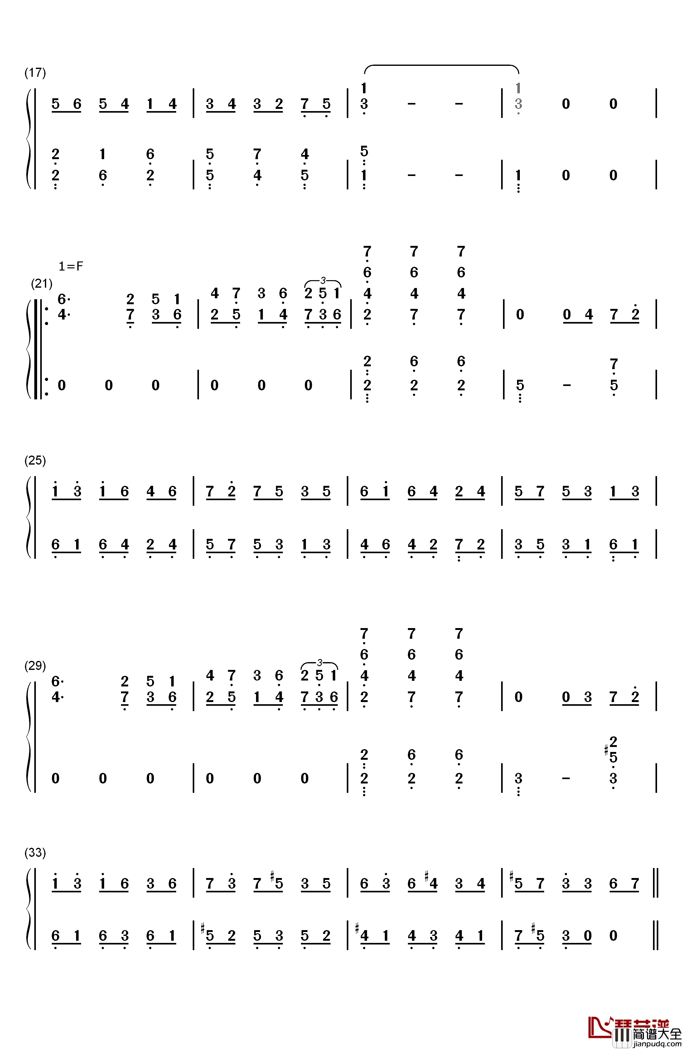 小圆舞曲钢琴简谱_数字双手_西贝柳斯