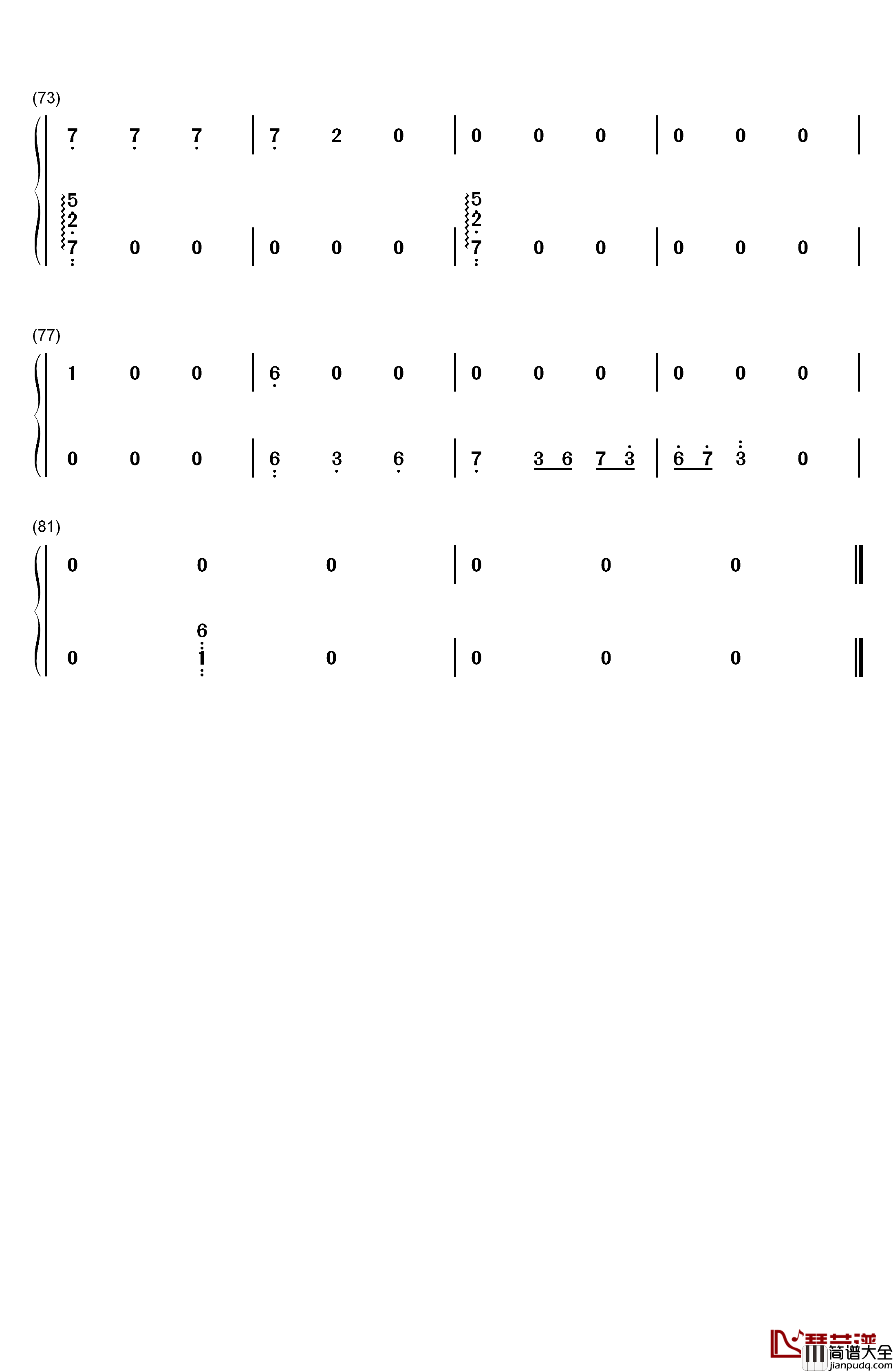 晚安琪琪钢琴简谱_数字双手_琴光kelly