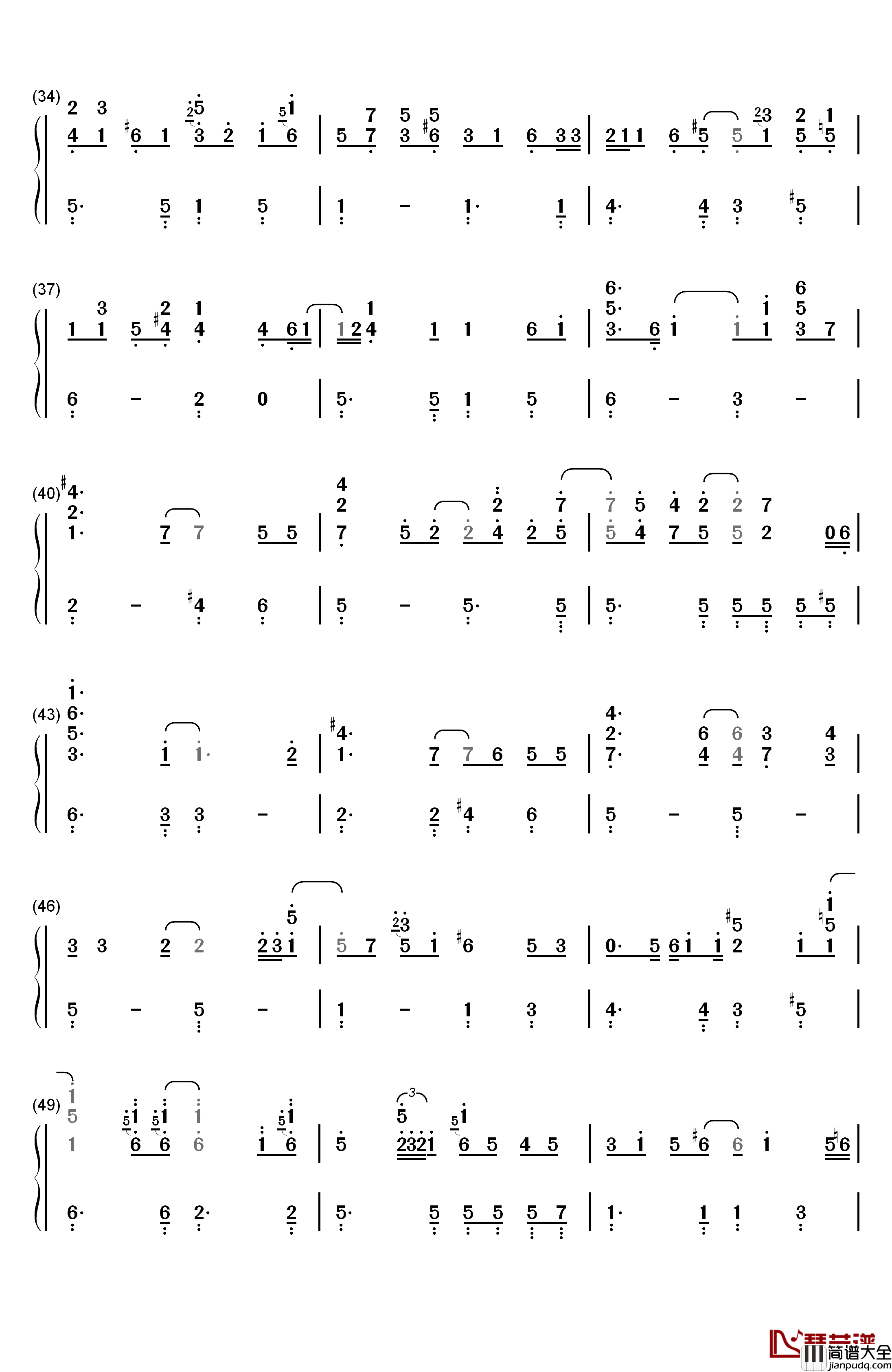 Don't_Know_Why钢琴简谱_数字双手_Norah_Jones　_诺拉·琼斯　