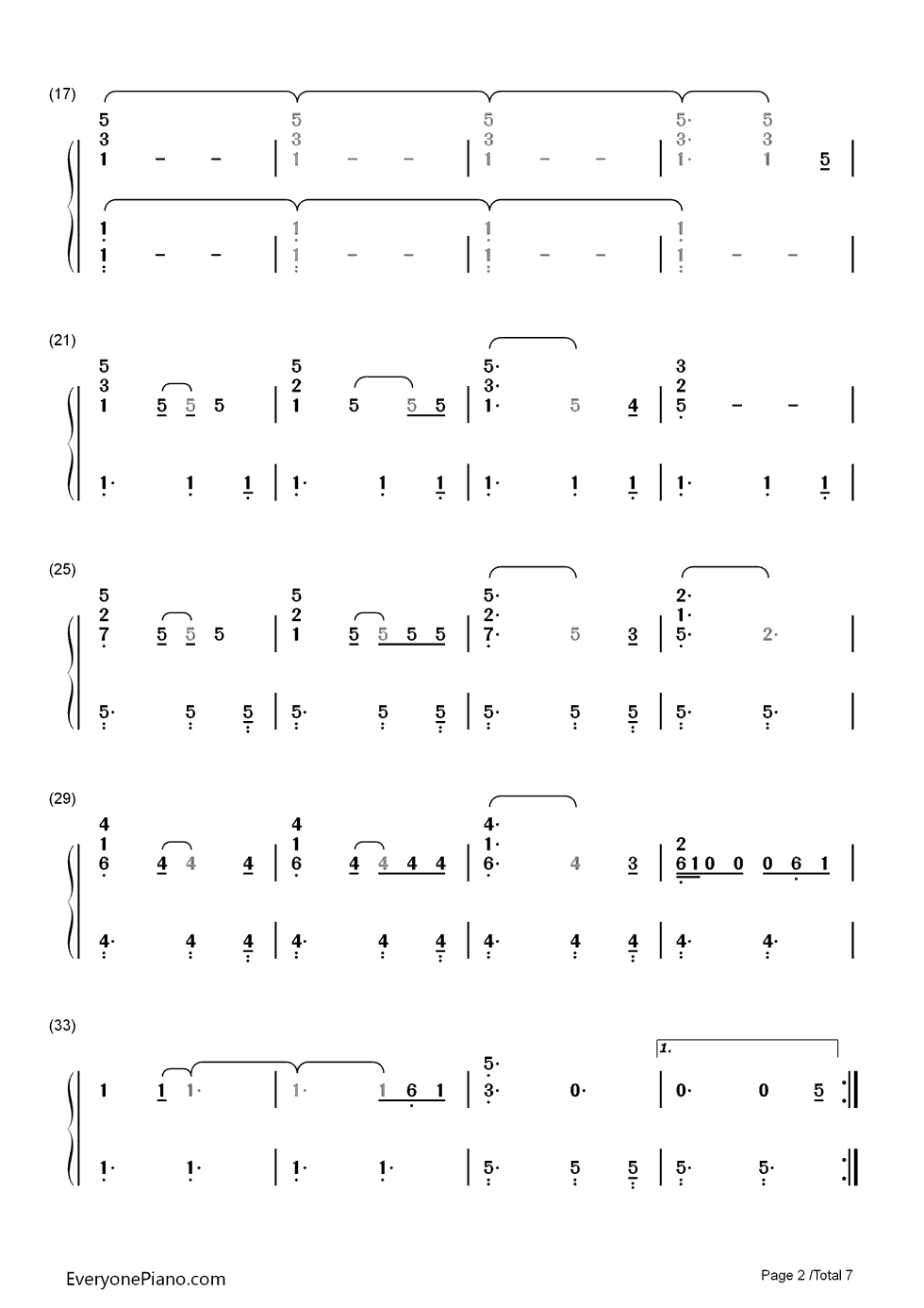 Us_Against_the_World钢琴简谱_数字双手_Coldplay