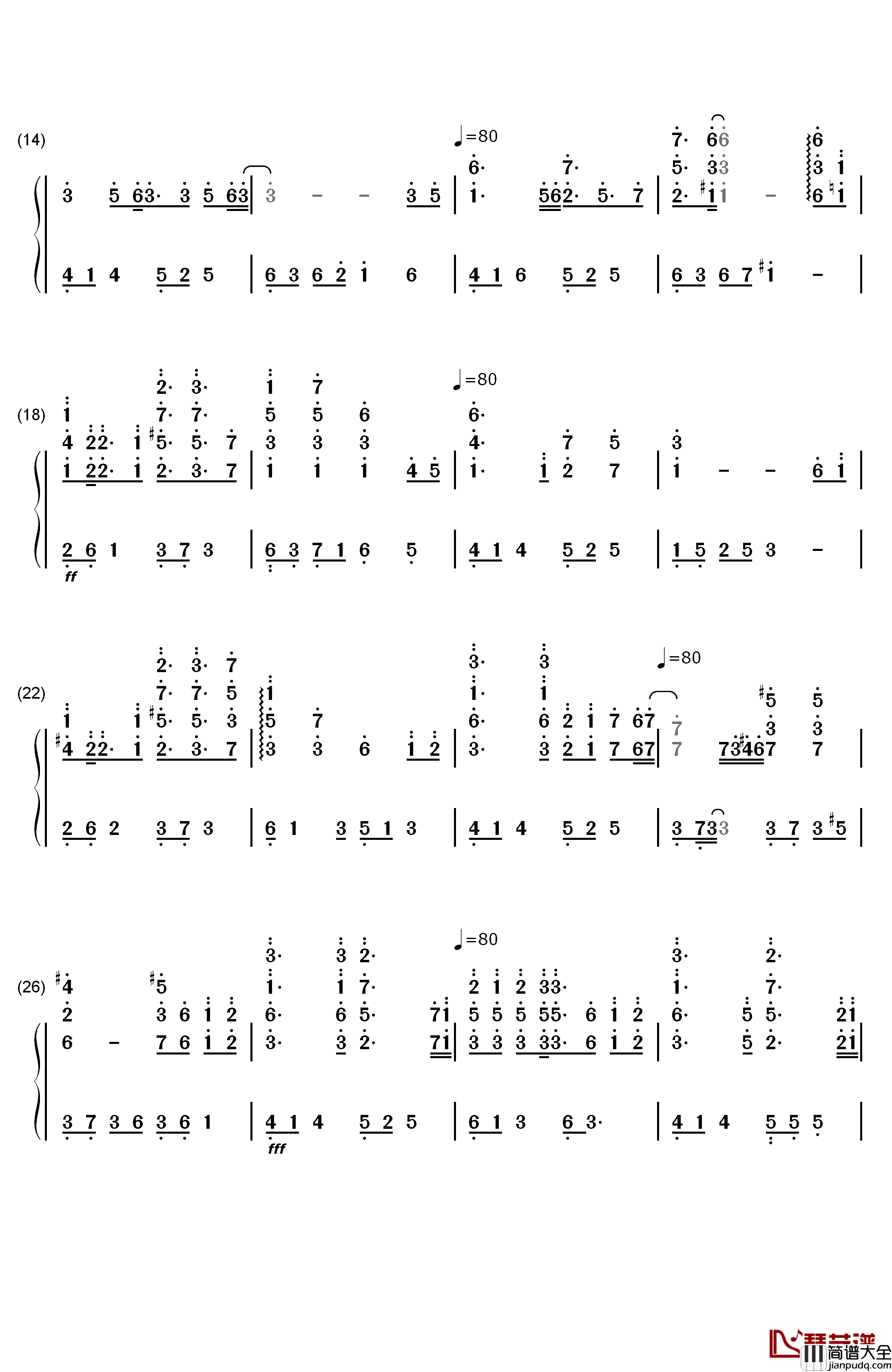 あなたを想いたい钢琴简谱_数字双手_池田春菜