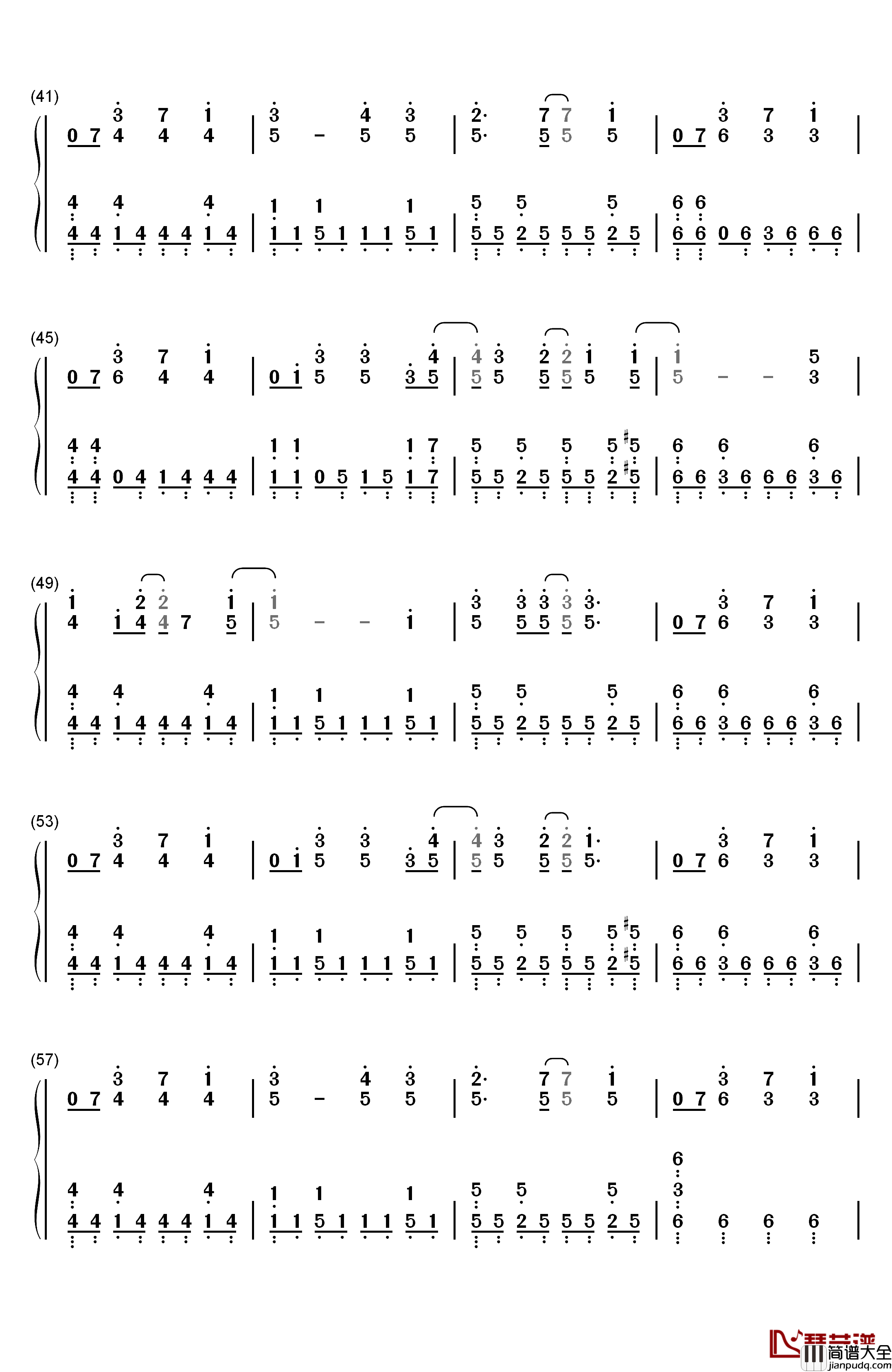 乱舞のメロディ钢琴简谱_数字双手_SID