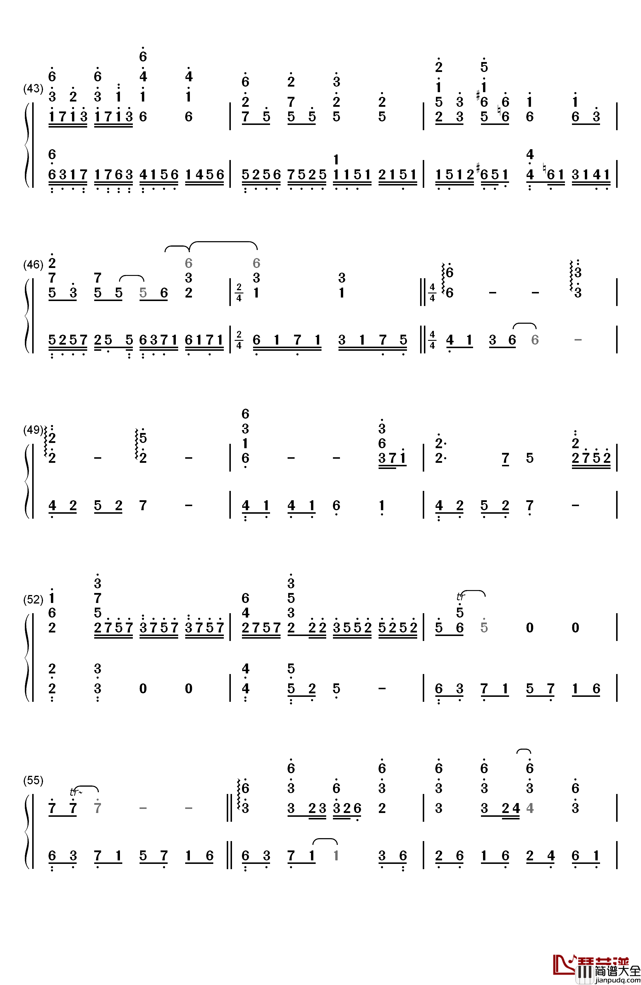 画情钢琴简谱_数字双手_姚贝娜