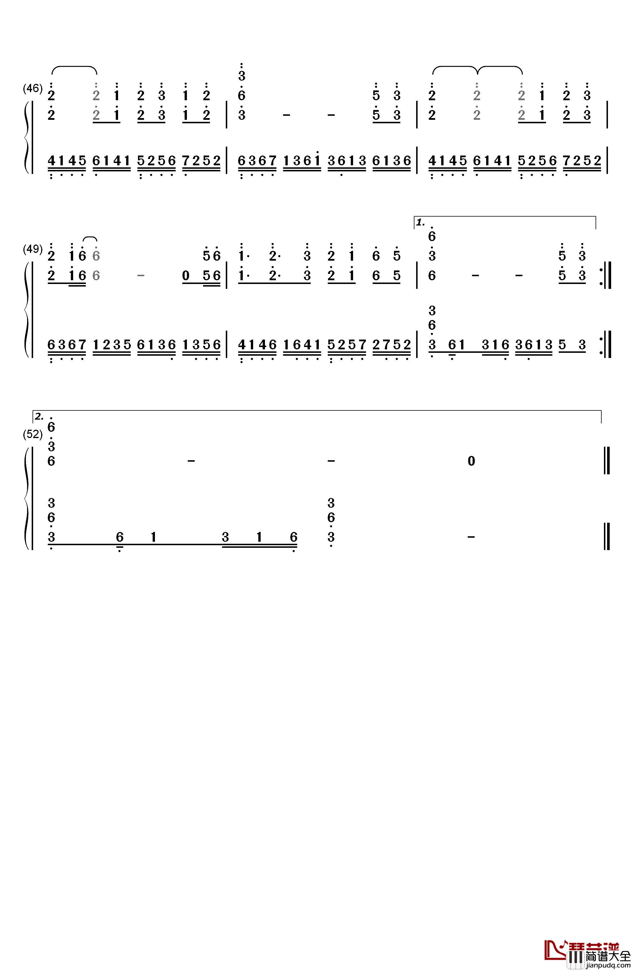 春よ、来い钢琴简谱_数字双手_松任谷由实