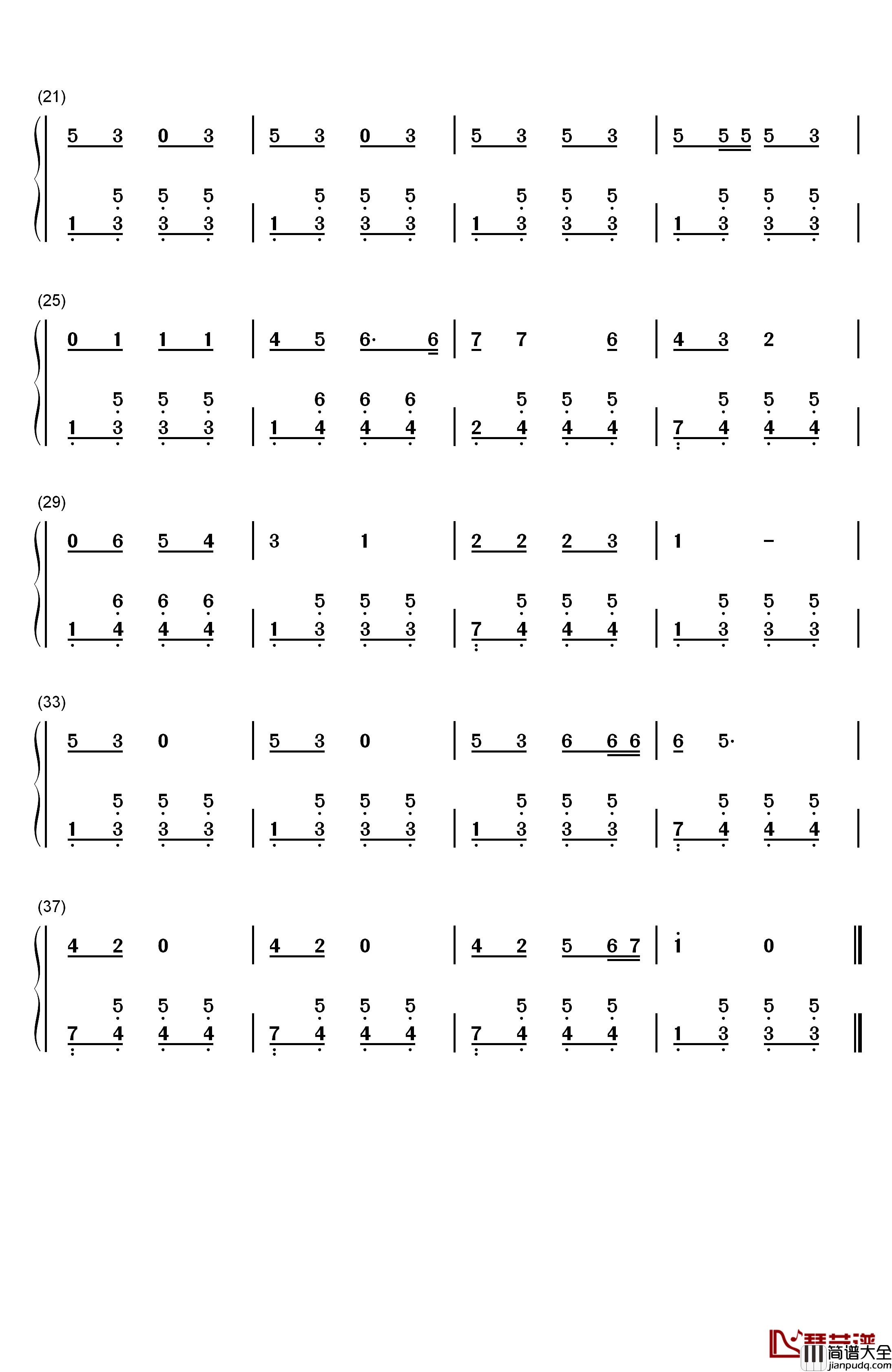 风铃叮叮当钢琴简谱_数字双手_儿歌