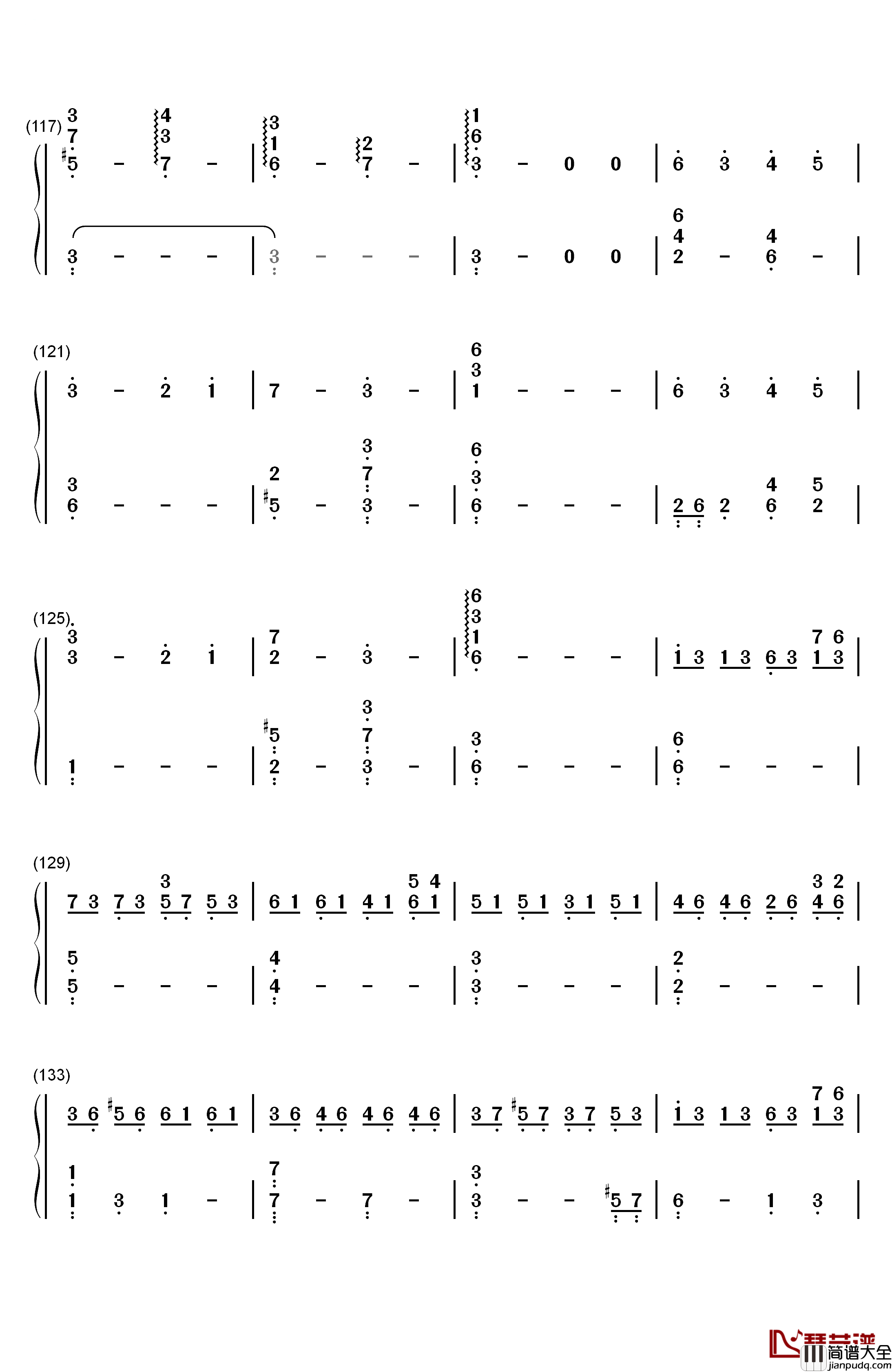 胡桃夹子钢琴简谱_数字双手_张碧晨