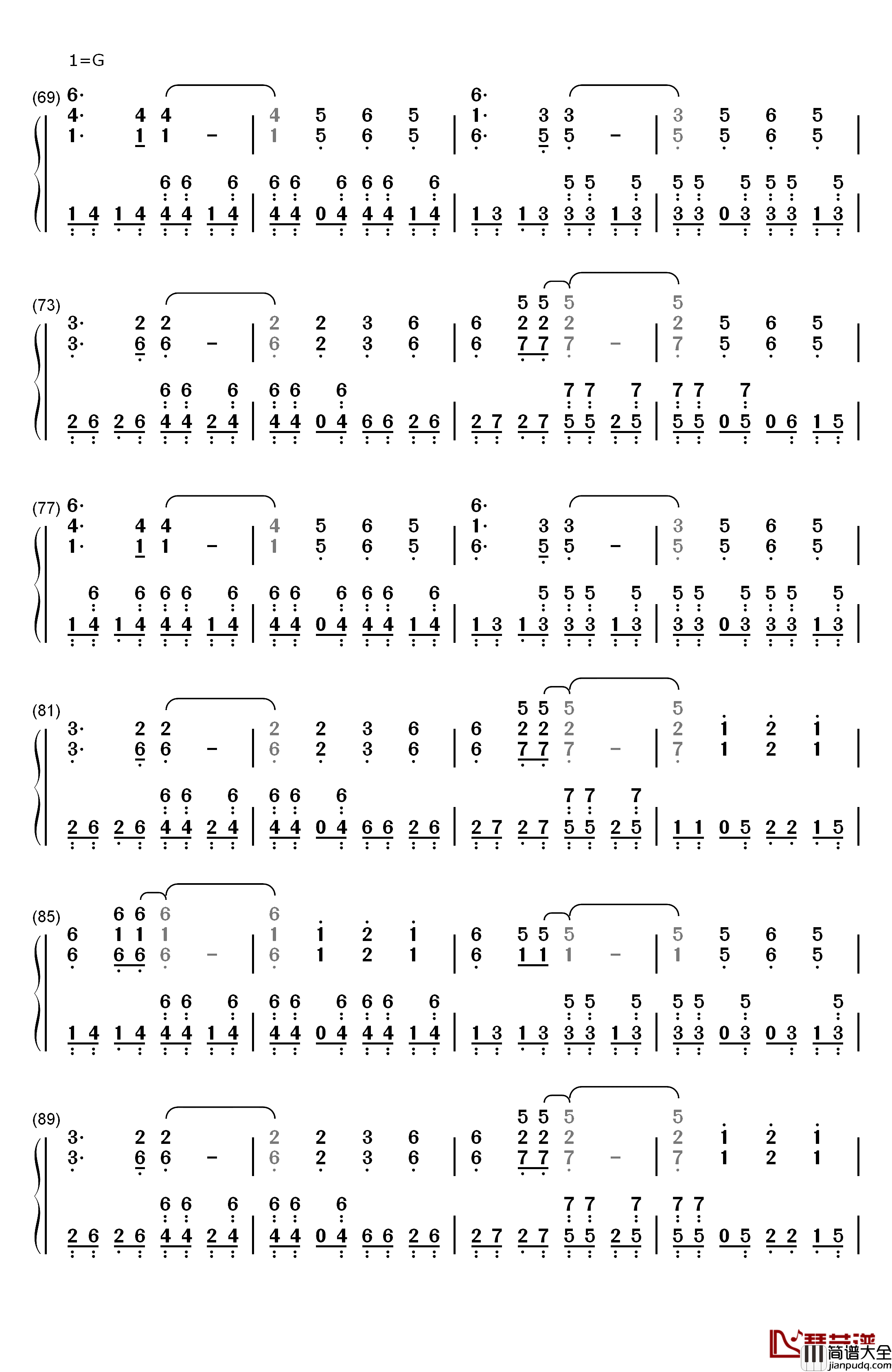 爱之初体验钢琴简谱_数字双手_张震岳