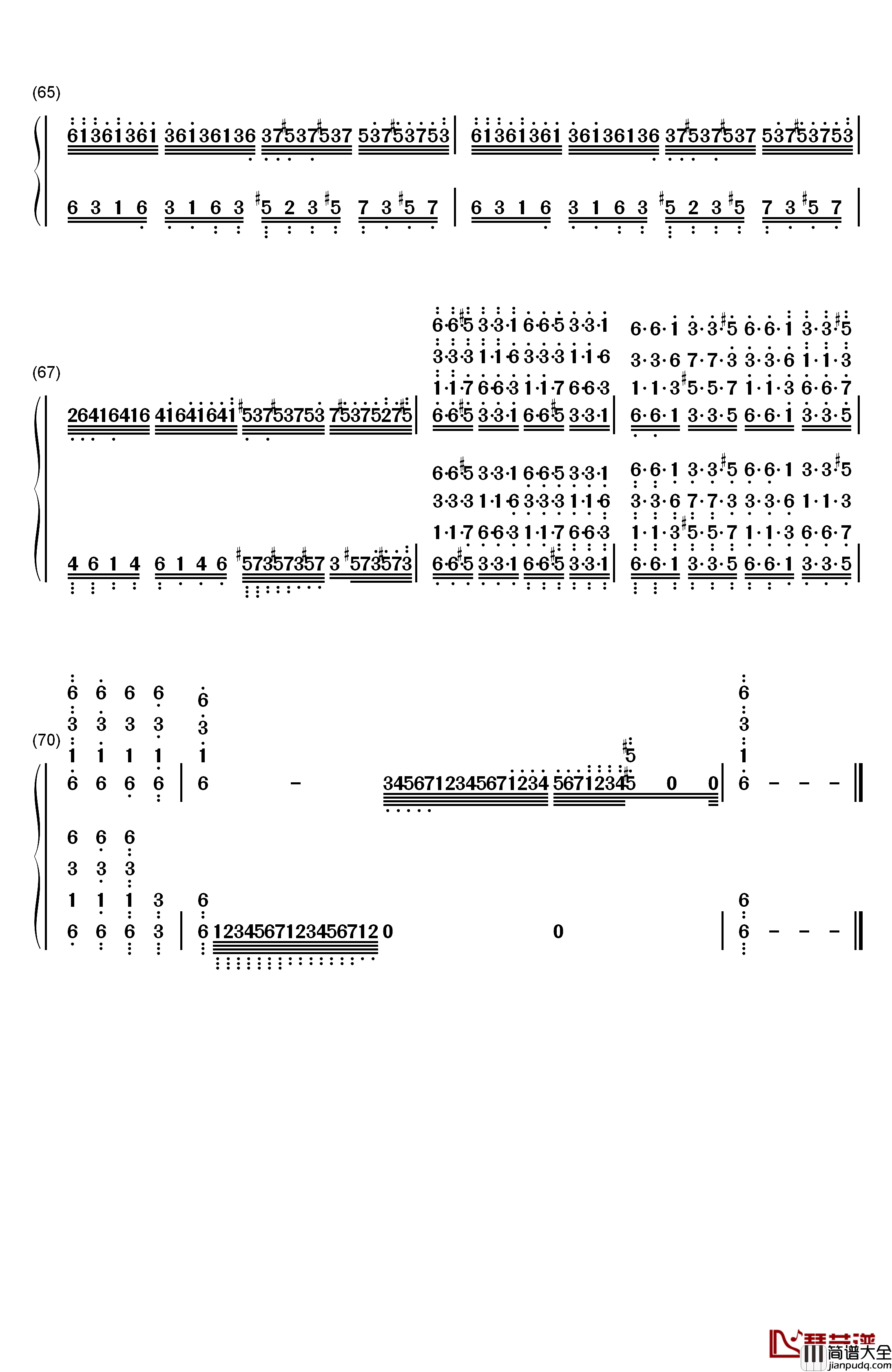 葛里格钢琴协奏曲钢琴简谱_数字双手_马克西姆