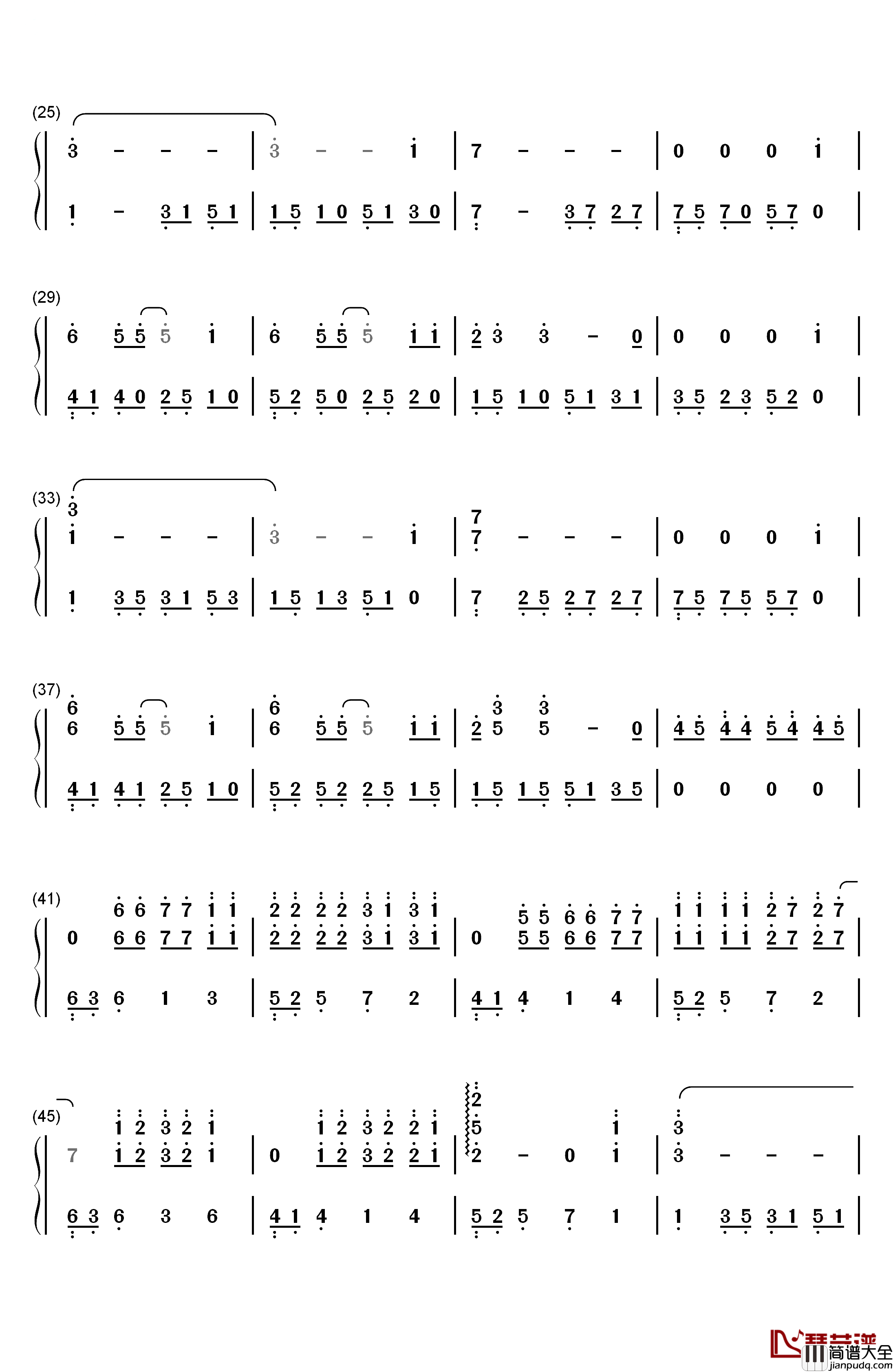 瞬间钢琴简谱_数字双手_邓紫棋