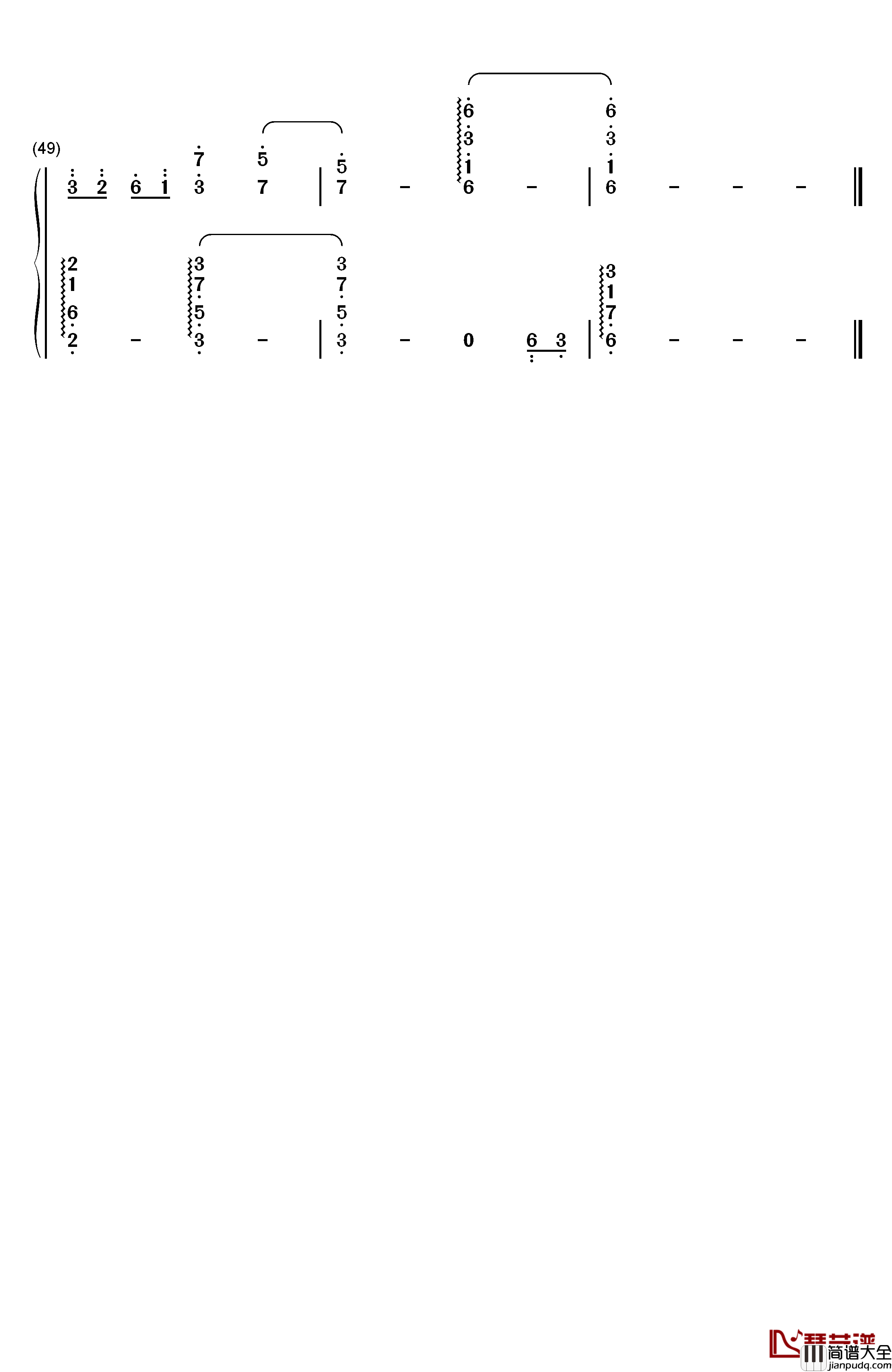 烟花易冷钢琴简谱_数字双手_周杰伦