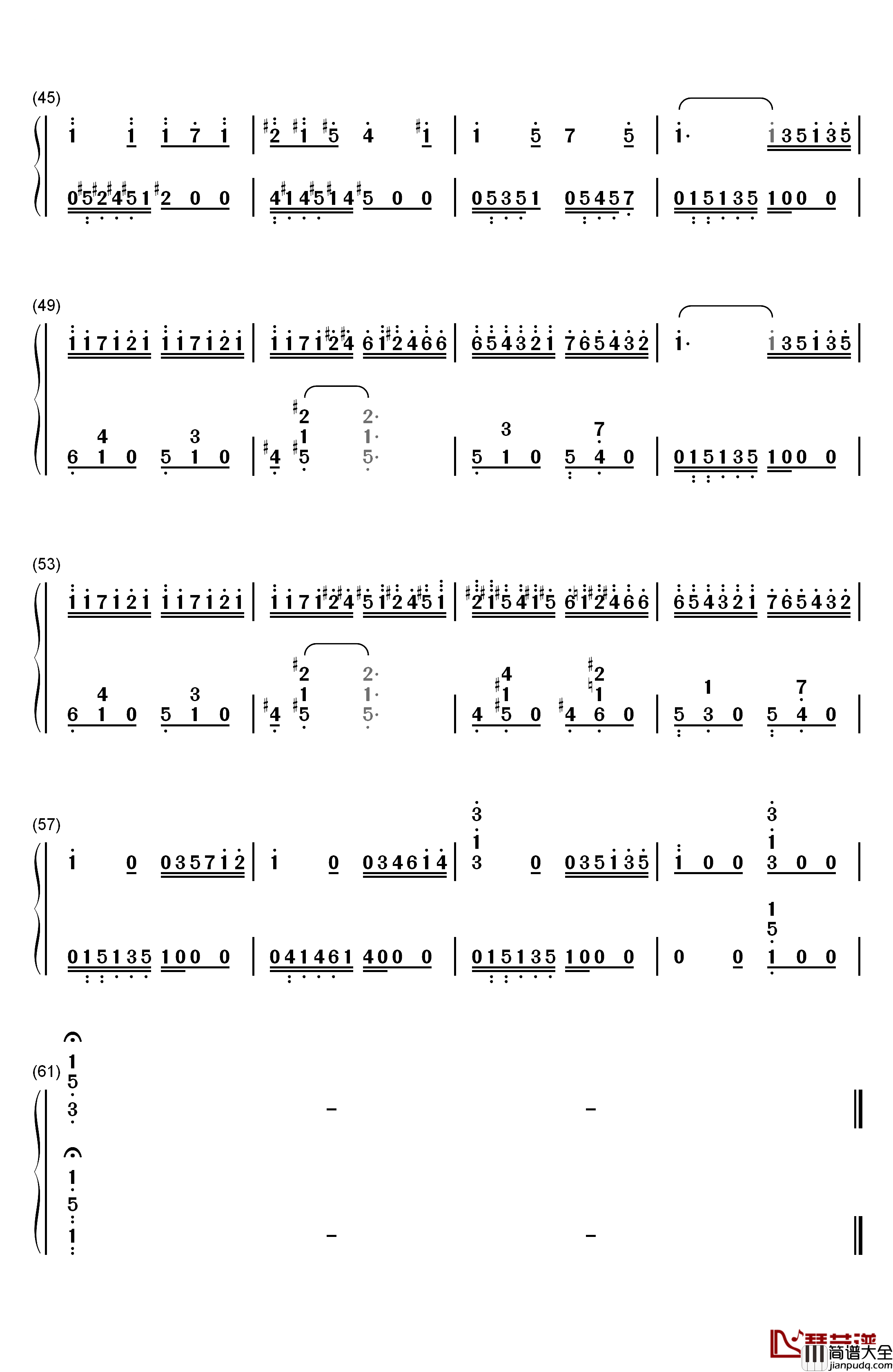 蝴蝶钢琴简谱_数字双手_默克尔