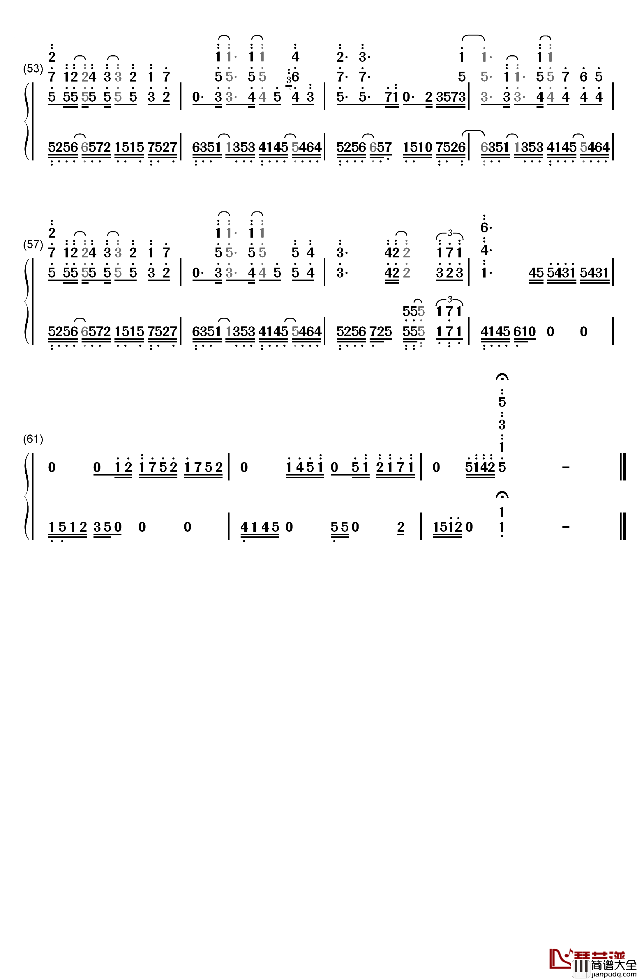 只为与你相见钢琴简谱_数字双手_赵忠楠