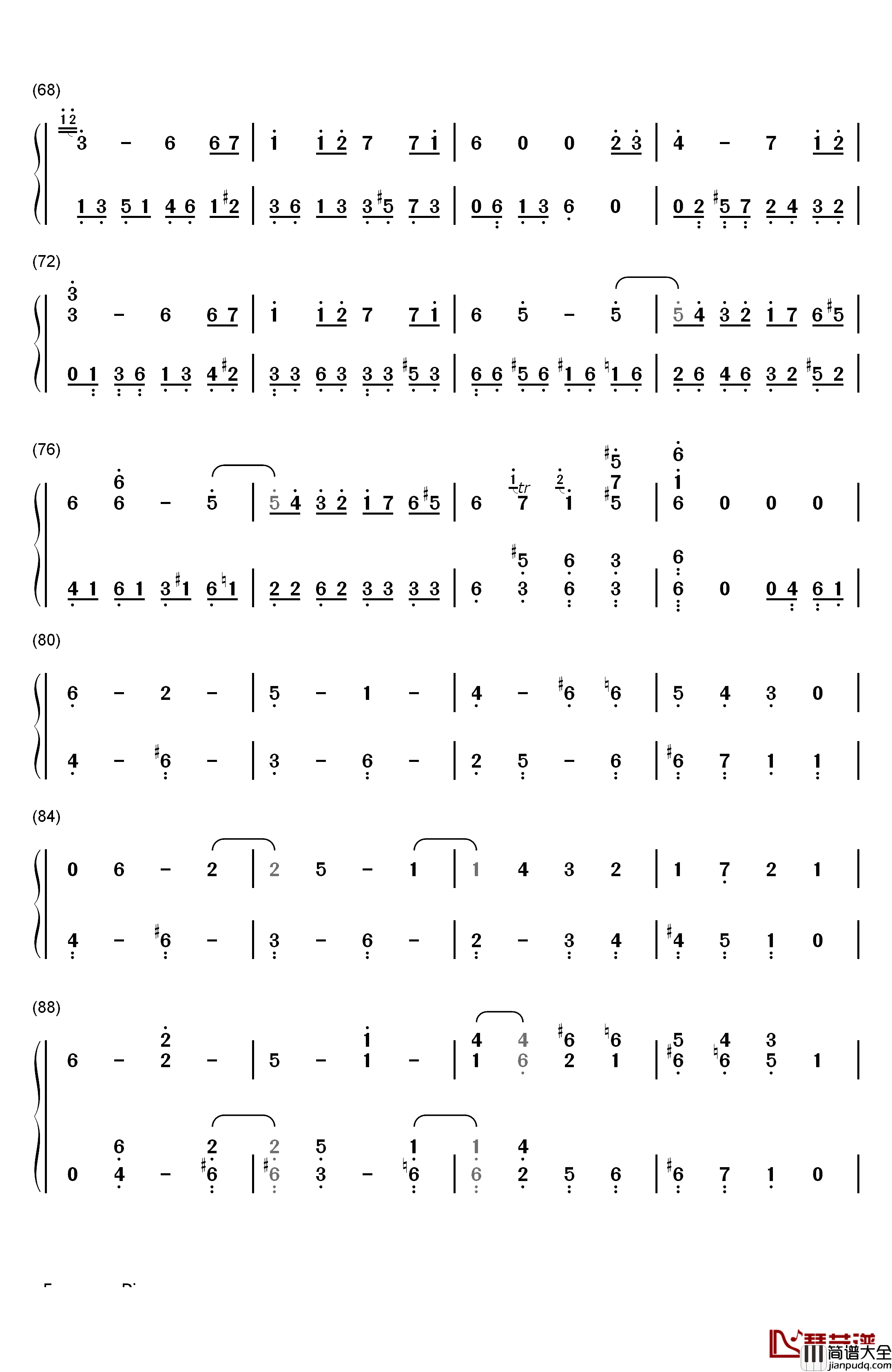 悲怆钢琴简谱_数字双手_贝多芬