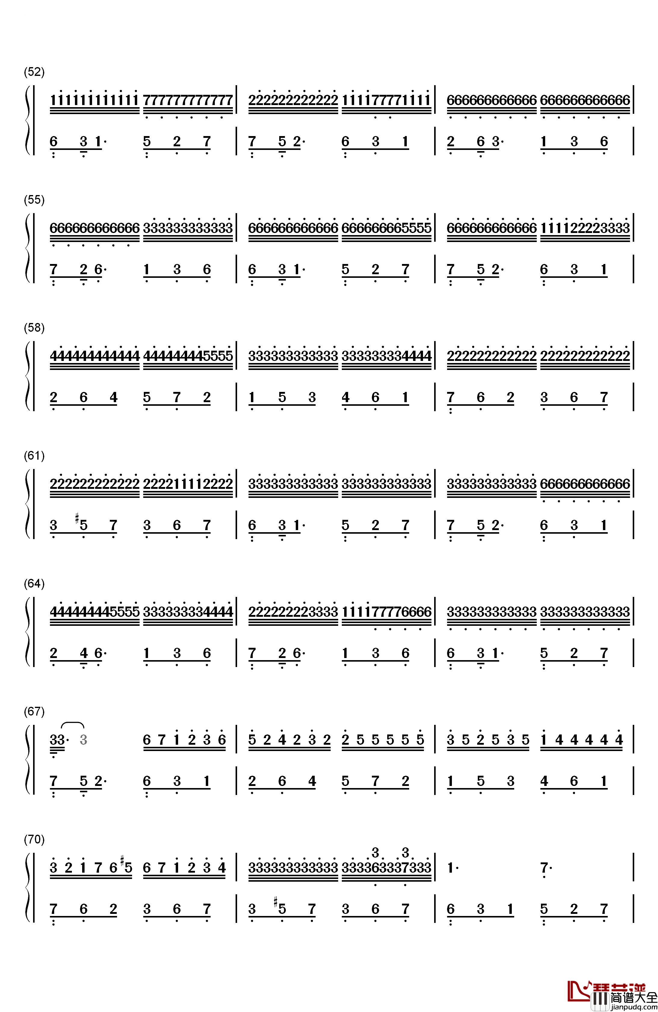 声声思钢琴简谱_数字双手_林海